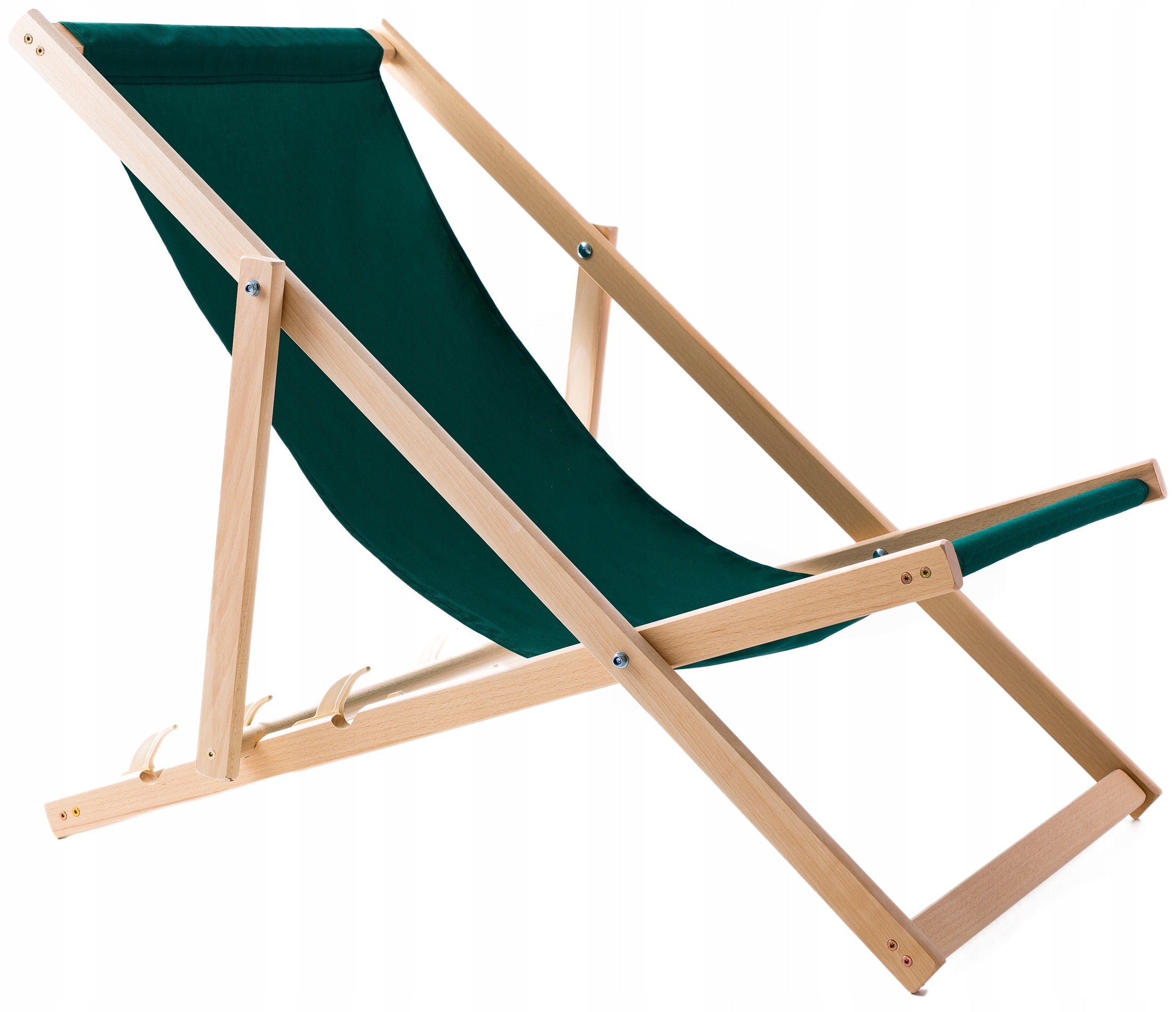 GARDEN BEACH CHAIR WOODEN FOLDING WOODOK GREEN FABRIC