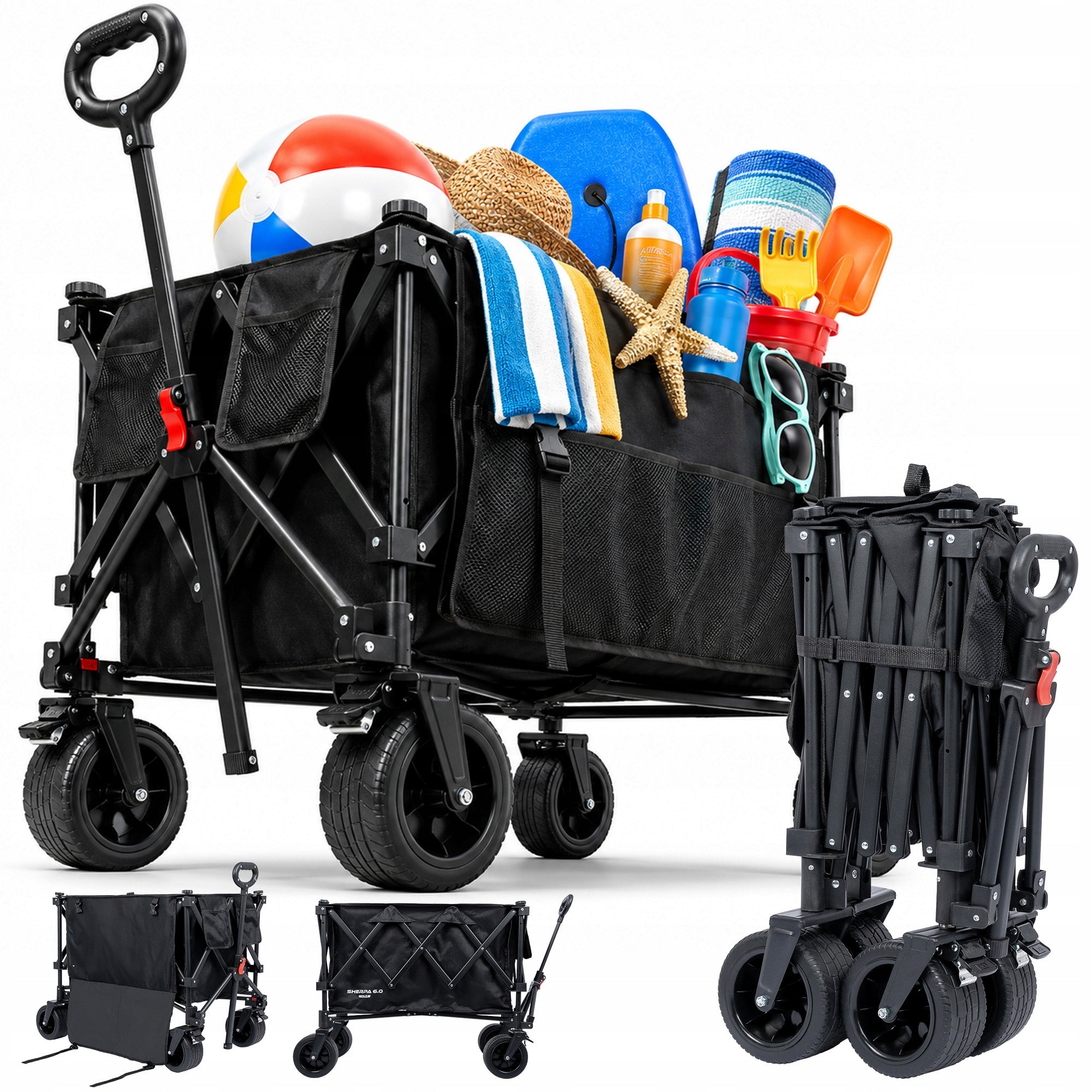 GARDEN BEACH HIKING CART FOLDING OFF-ROAD WHEELS 134L 200KG