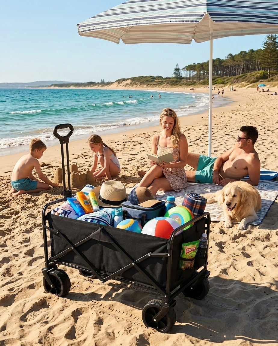 GARDEN BEACH HIKING CART FOLDING TRANSPORT 100L OFF-ROAD WHEELS Packaging status original