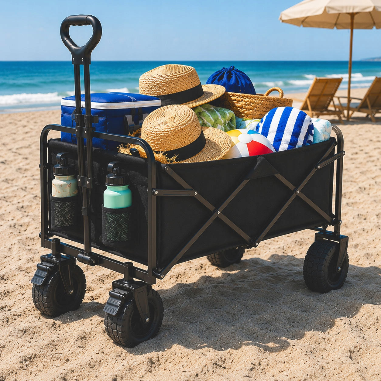 GARDEN BEACH TRANSPORT STROLLER FOLDING FOR CAMPING FISH Brand MEMFLOW