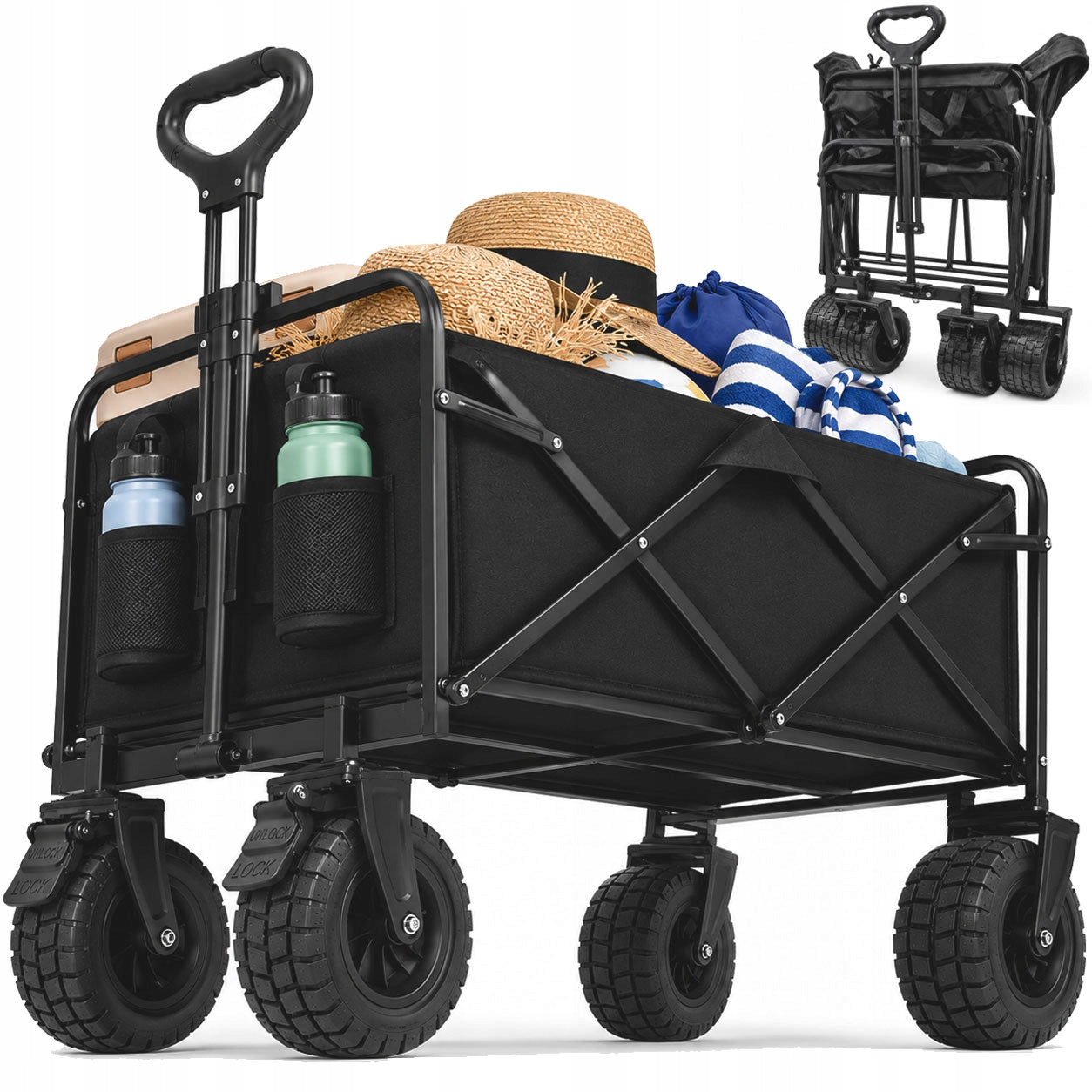 GARDEN BEACH TRANSPORT STROLLER FOLDING FOR CAMPING FISH