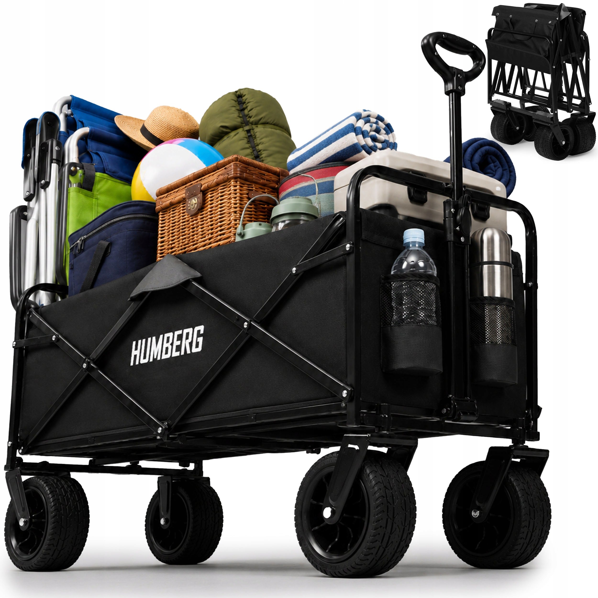 GARDEN BEACH TRANSPORT TROLLEY FOLDING 90kg LARGE WHEELS XXL