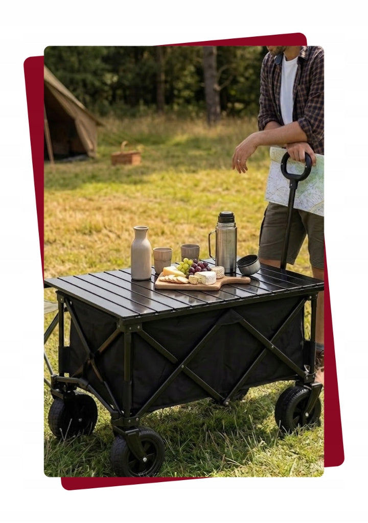 GARDEN BEACH TROLLEY FOLDING WHEELBARROW XL 150kg + TABLE Kind trolley