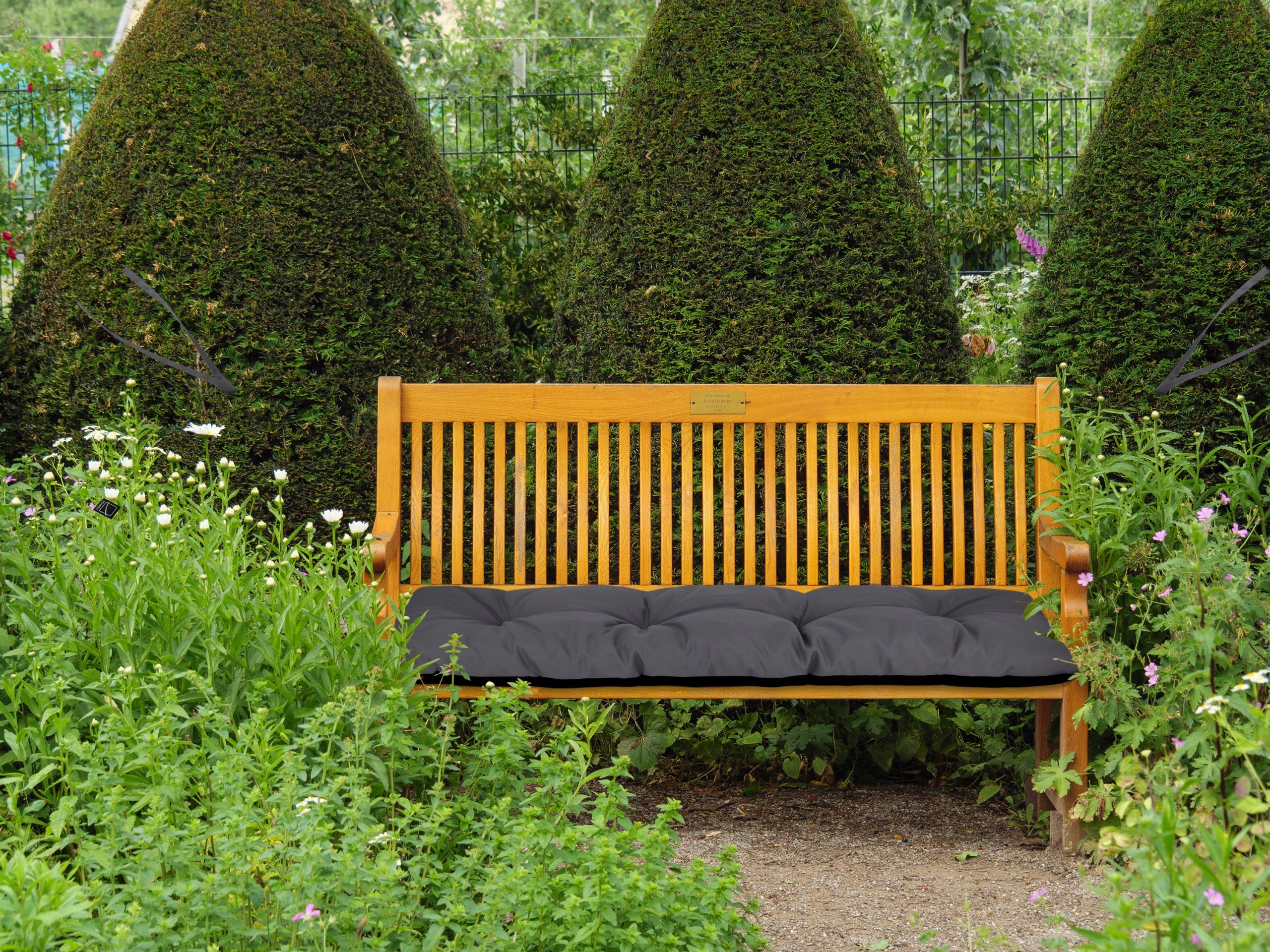 GARDEN BENCH CUSHION SWING PALLETS 120x40 CM WATERPROOF C. GREY Line Poduszka Na Ławkę Wodoodporna 120x40