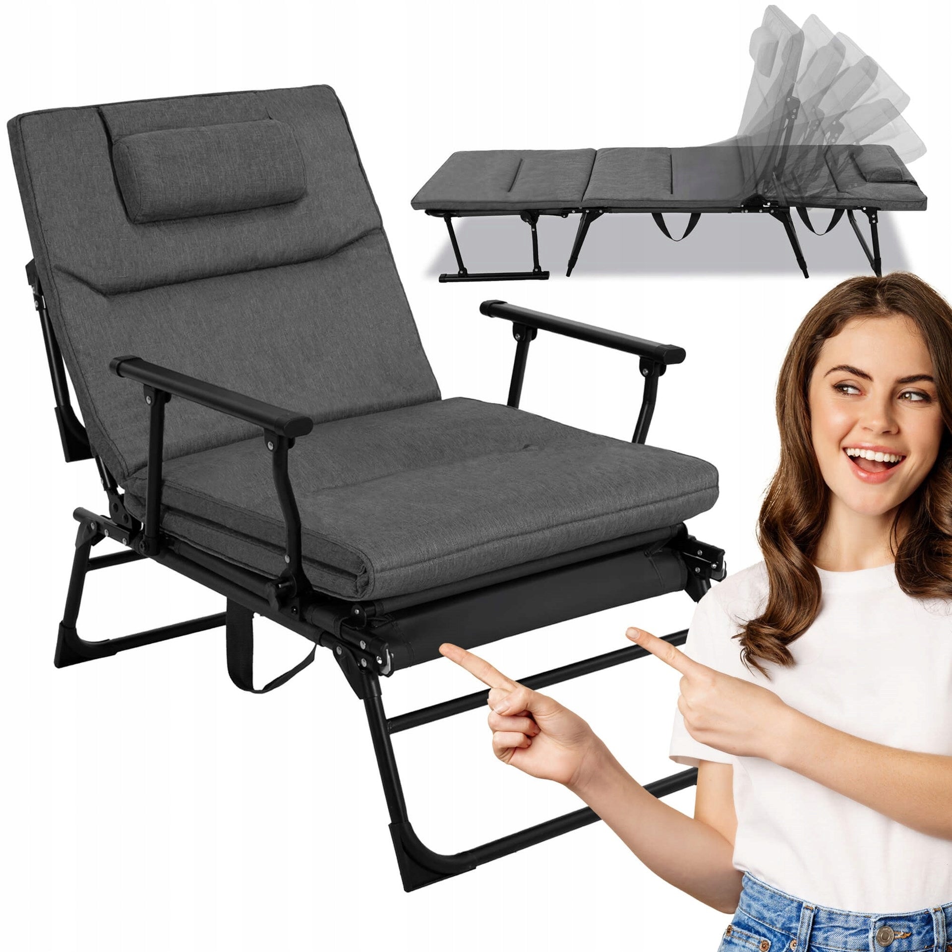 GARDEN CHAIR 2in1 COUCH FIELD BED FOR TERRACE FOLDING HIKING LOUNGER Packaging status original