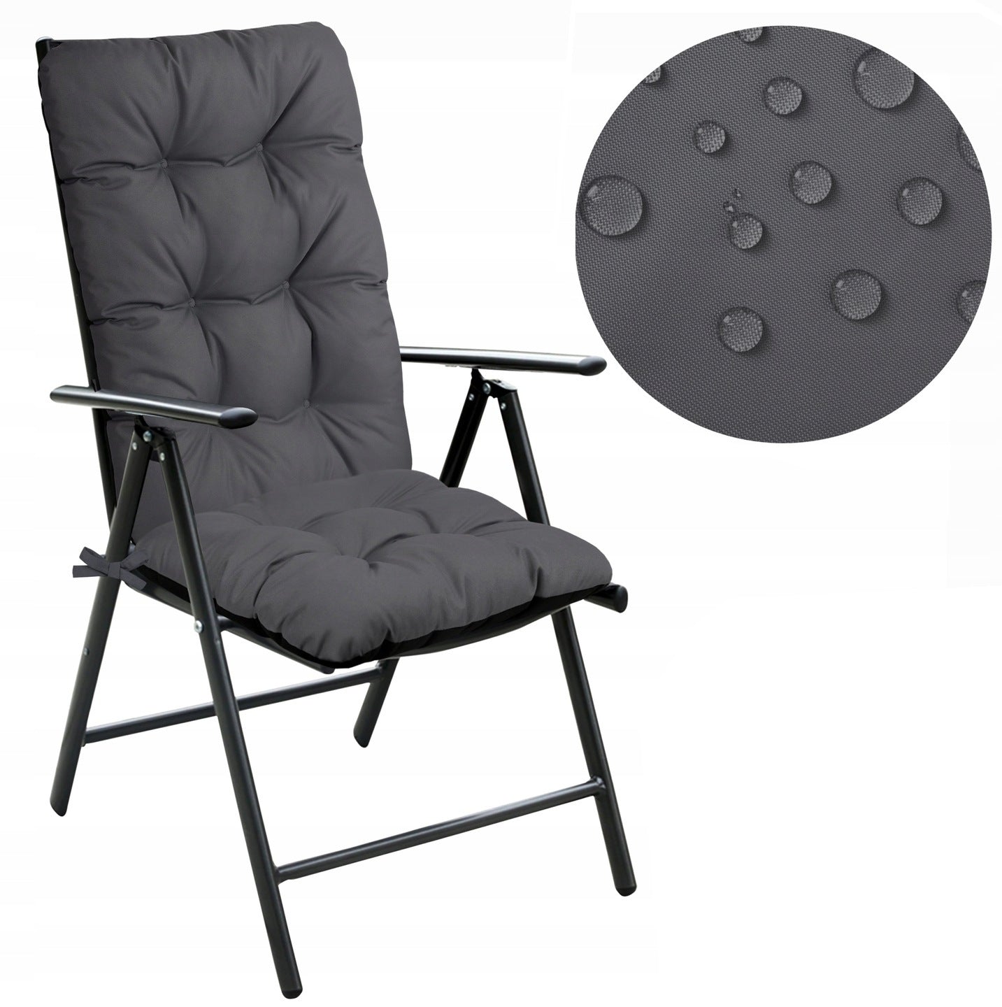 GARDEN CHAIR CUSHION 125x50 CM WATERPROOF TIED GARDEN GRAPHITE