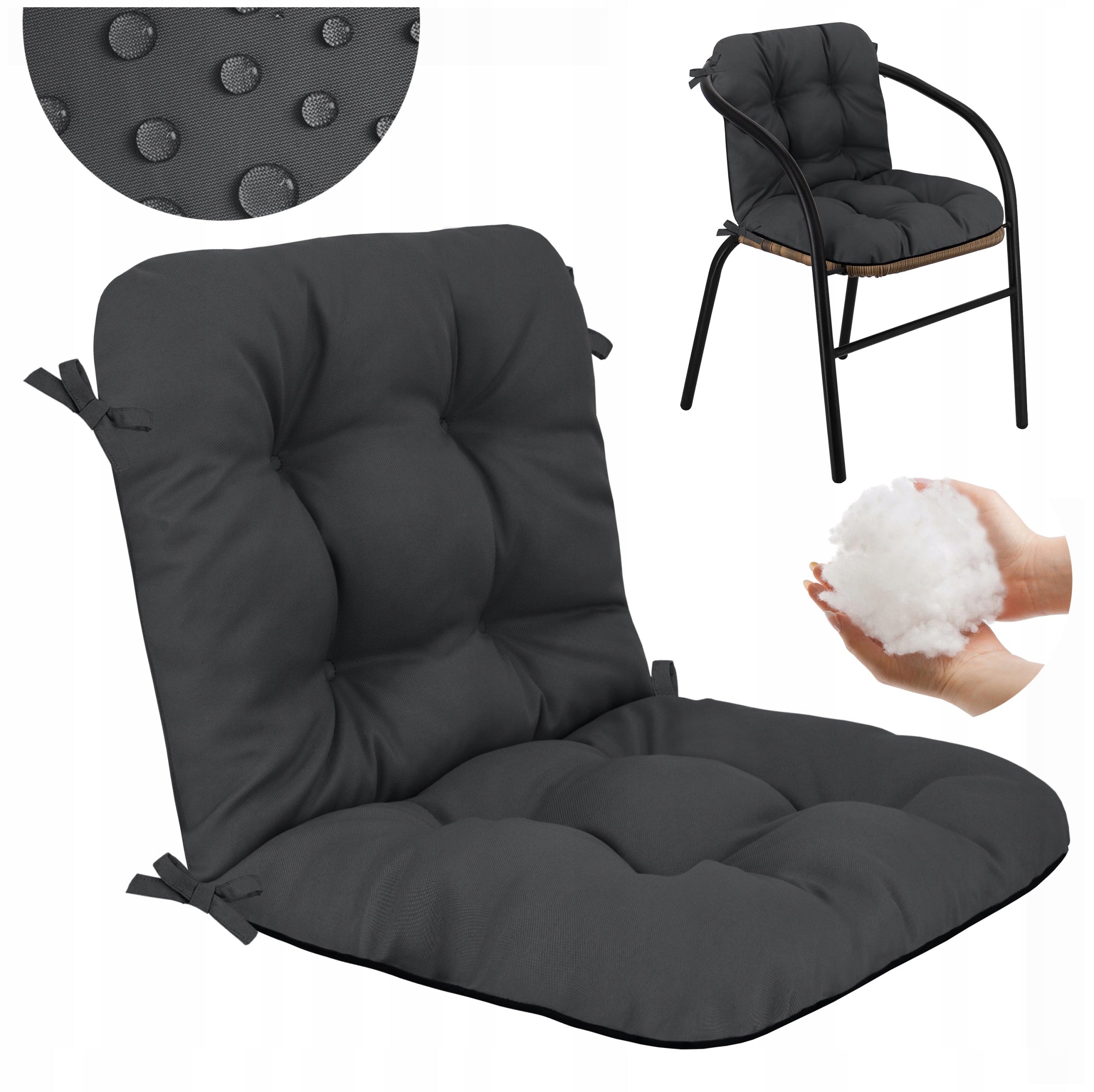 GARDEN CHAIR CUSHION 80x45 WATERPROOF TIED GARDEN WITH BACKREST Line SILLA DUO 80x45 CM 8 Pik. Wodoodporna