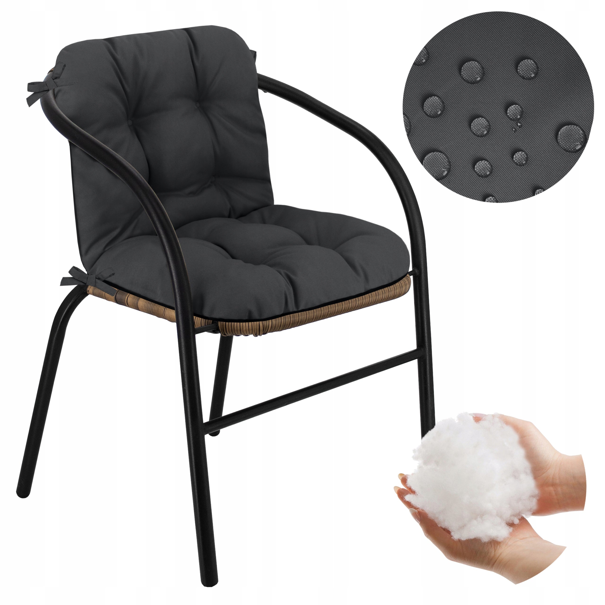 GARDEN CHAIR CUSHION 80x45 WATERPROOF TIED GARDEN WITH BACKREST