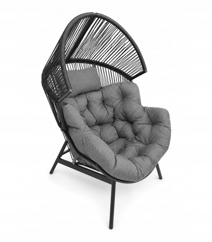 GARDEN CHAIR ORVIETO RATTAN BLACK WITH CUSHION ON LEGS