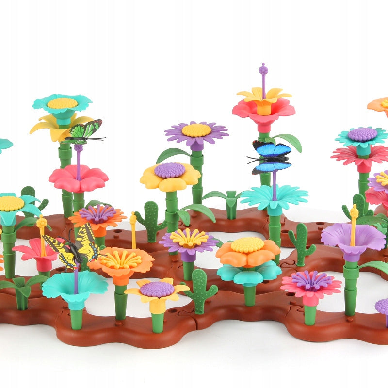 GARDEN CREATIVE FLOWERS PUZZLE BLOCKS 144 ELEMENTS GARDEN Color red