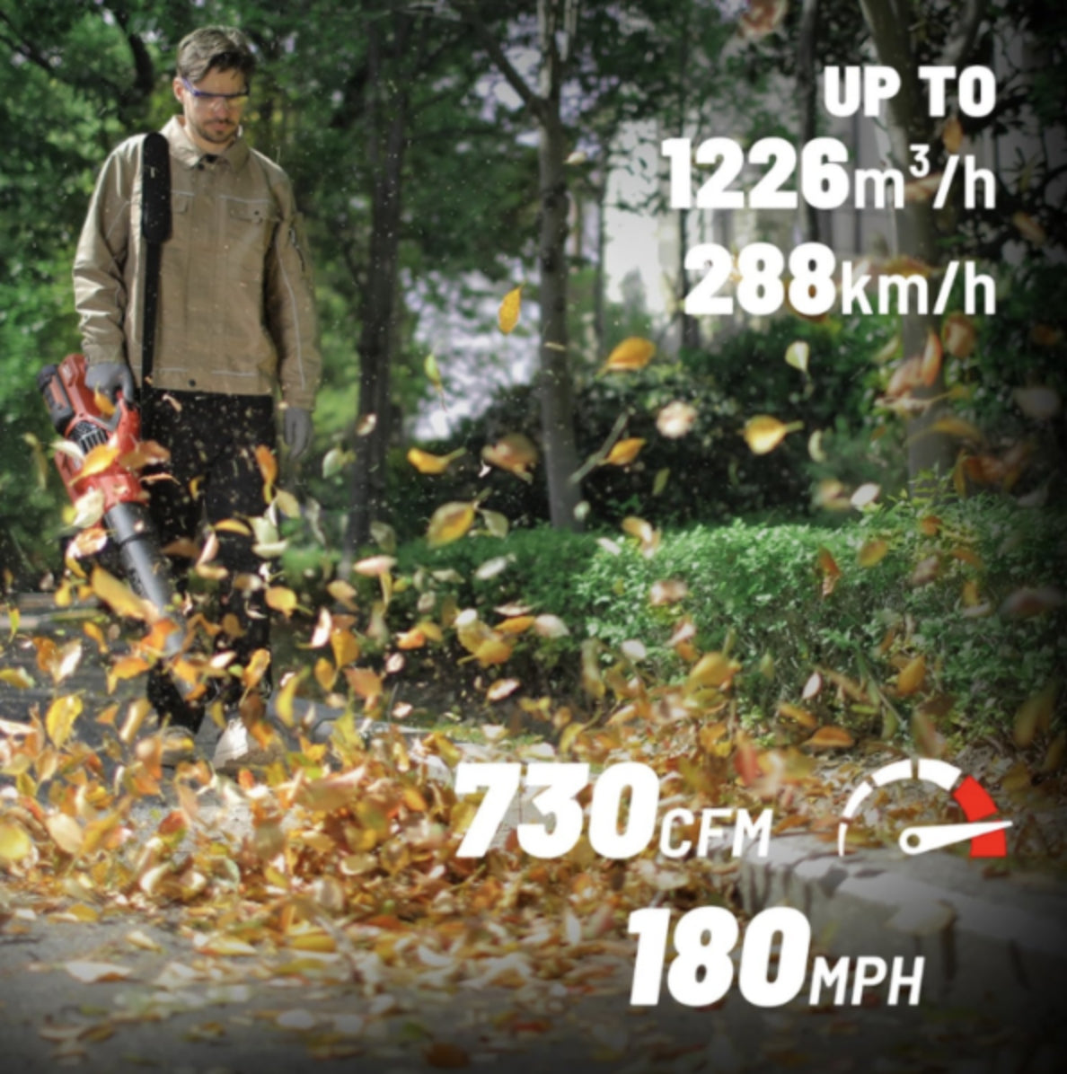 GARDEN Cordless Blower Powerful 58V Leaf Vacuum Cleaner + Charger Air velocity 250 km/h