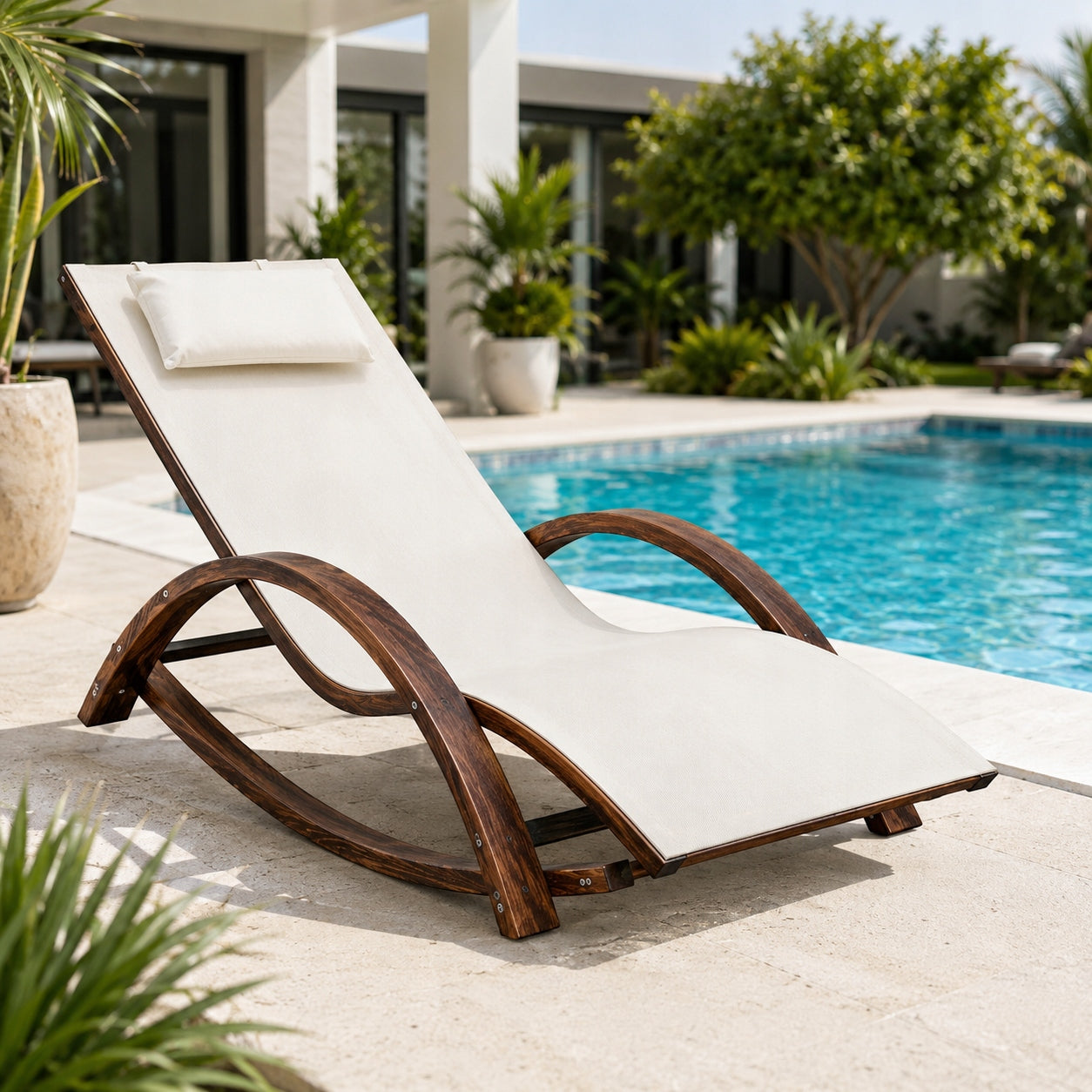GARDEN DECKCHAIR TERRACE WOODEN BEIGE Brand di volio