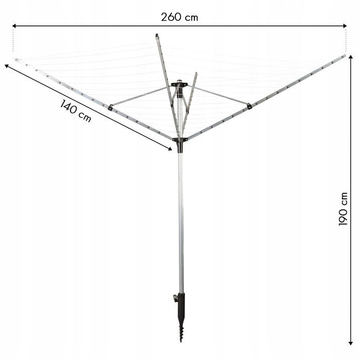 GARDEN DRYER XXL 60M ! FOLDING FOR LAUNDRY EXTERNAL ROTARY Total height 189 cm