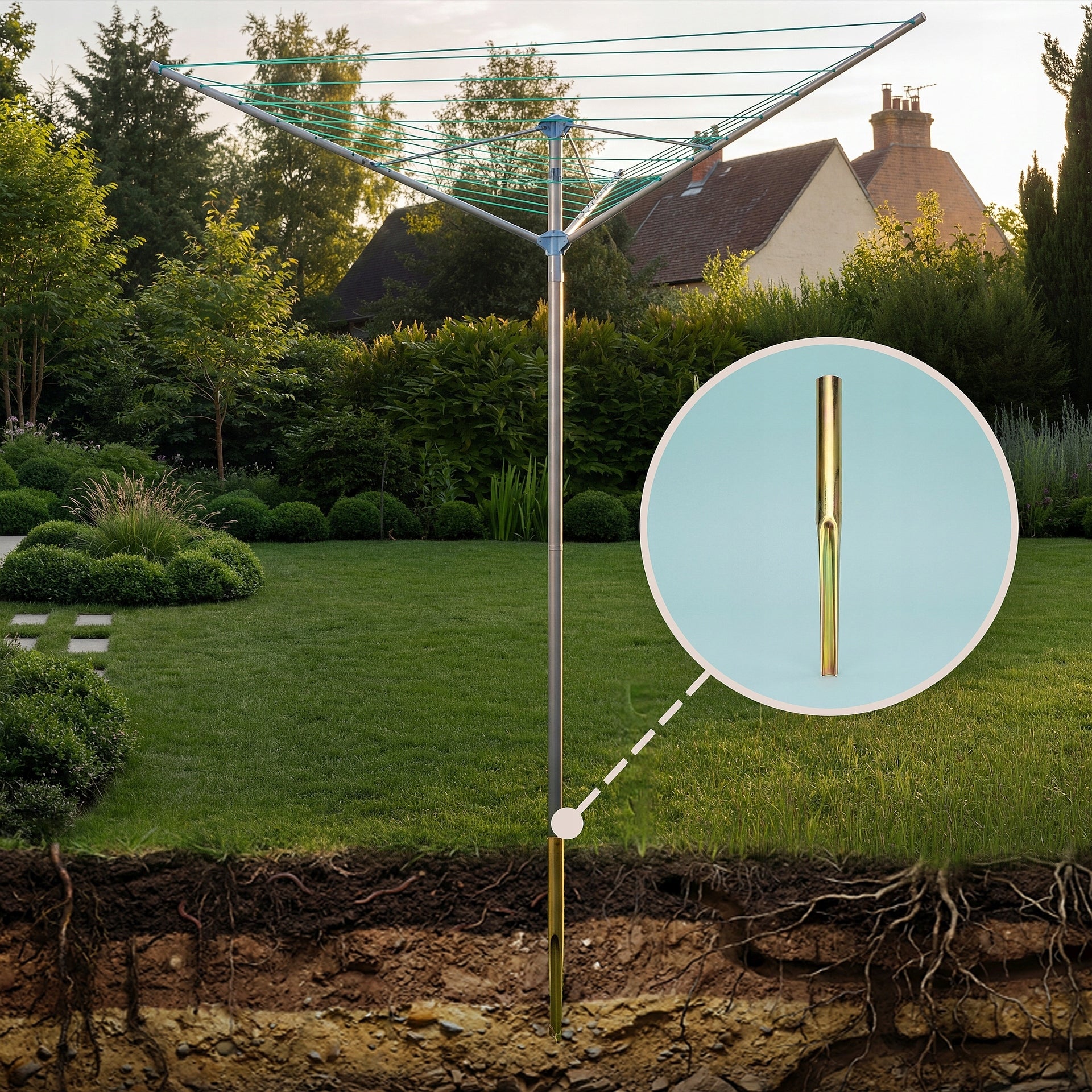 GARDEN DRYER laundry underwear PROMIS rotating 182cm ANCHOR + COVER Brand Promis