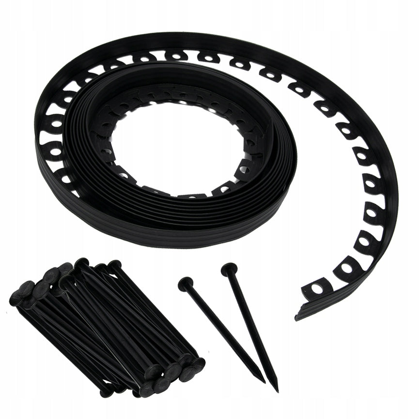 GARDEN EDGING 10M LAWN 6CM + ANCHORS H 60 MM BORDER BLACK EDGING Manufacturer JohnGreen