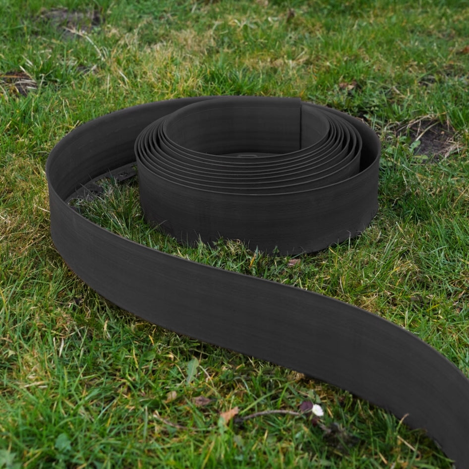 GARDEN EDGING 10m black 10cm lawn border high plastic + anchors Manufacturer Gardis