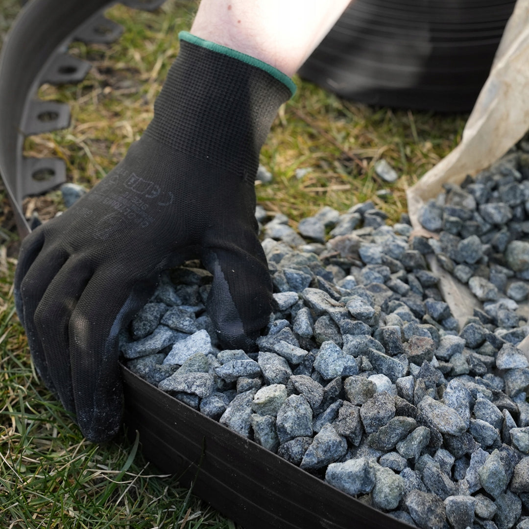 GARDEN EDGING 10m black 8cm lawn border high plastic + anchors Length 1000 cm