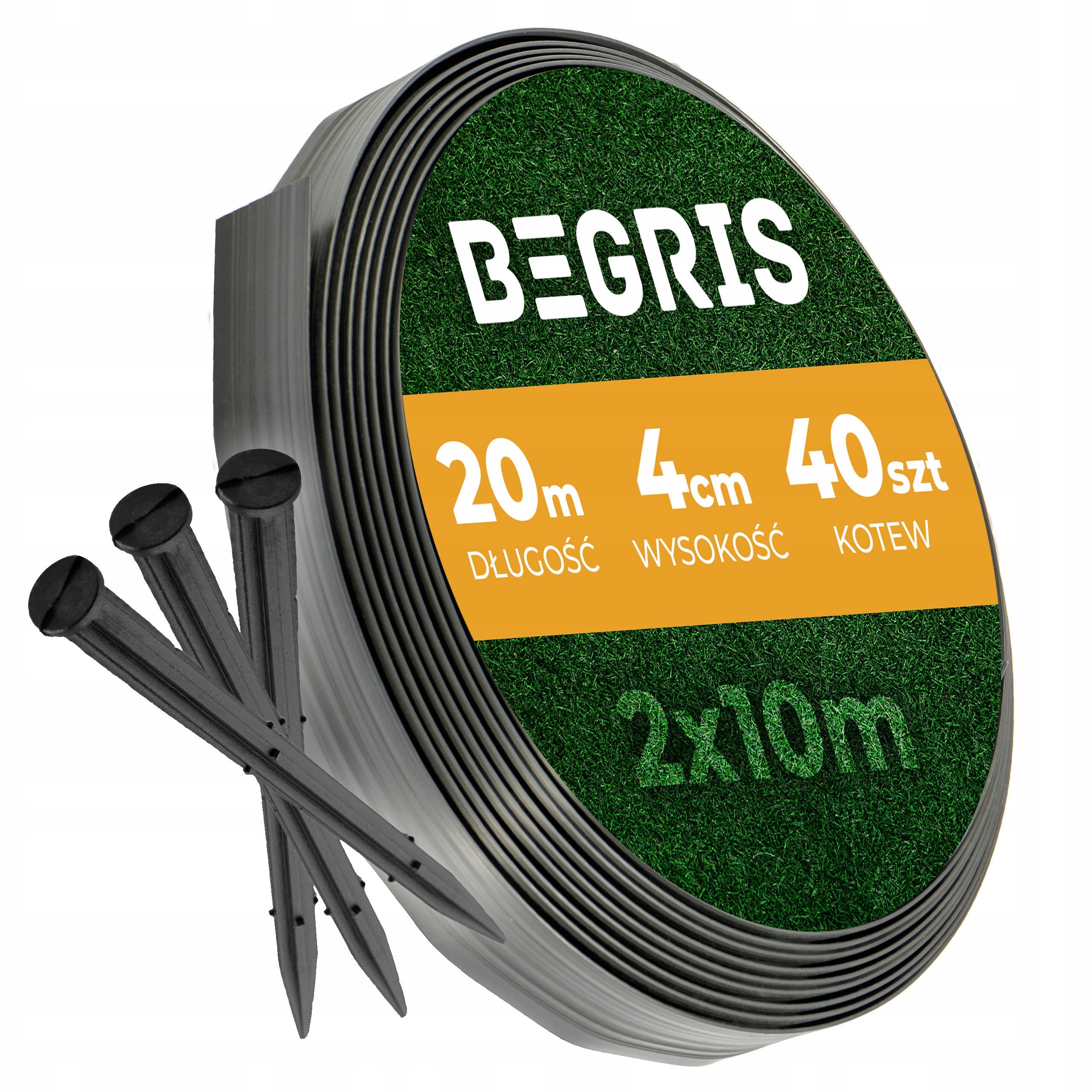 GARDEN EDGING LAWN EDGING PLASTIC BLACK 20 M EDGING 2X10M