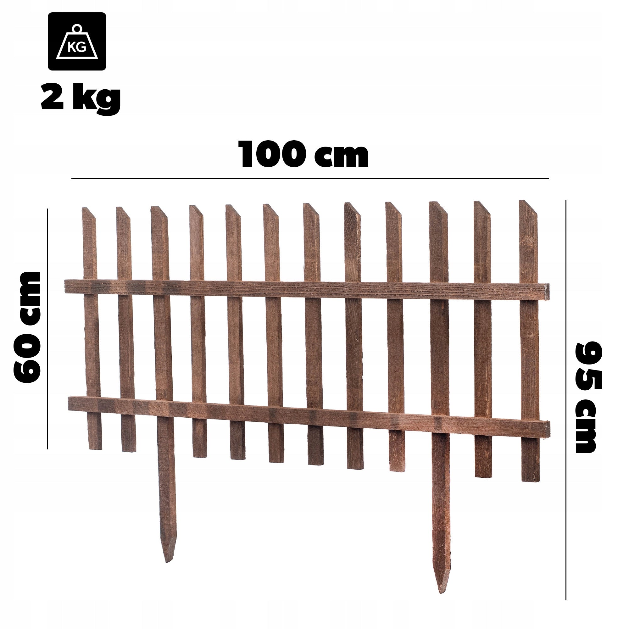 GARDEN FENCE PALISADE 100x60cm EDGING WOODEN FENCE HAMMERED Manufacturer code K16654