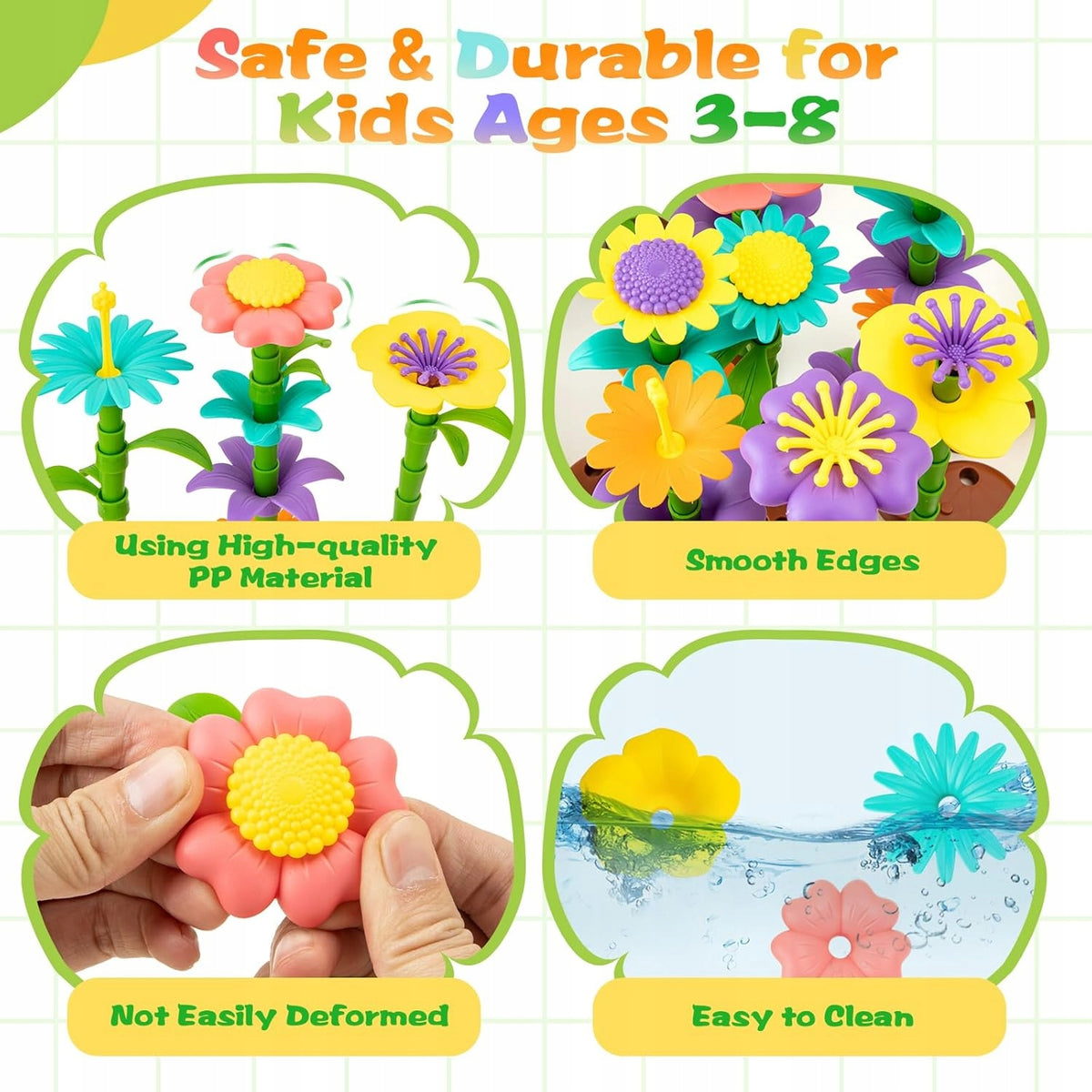 GARDEN FLOWER CREATIVE EDUCATIONAL TOY COMPLETE SET OF 272 PIECES Manufacturer code OGRÓD KWIATOWY ZESTAW KLOCKÓW KREATYWNYCH