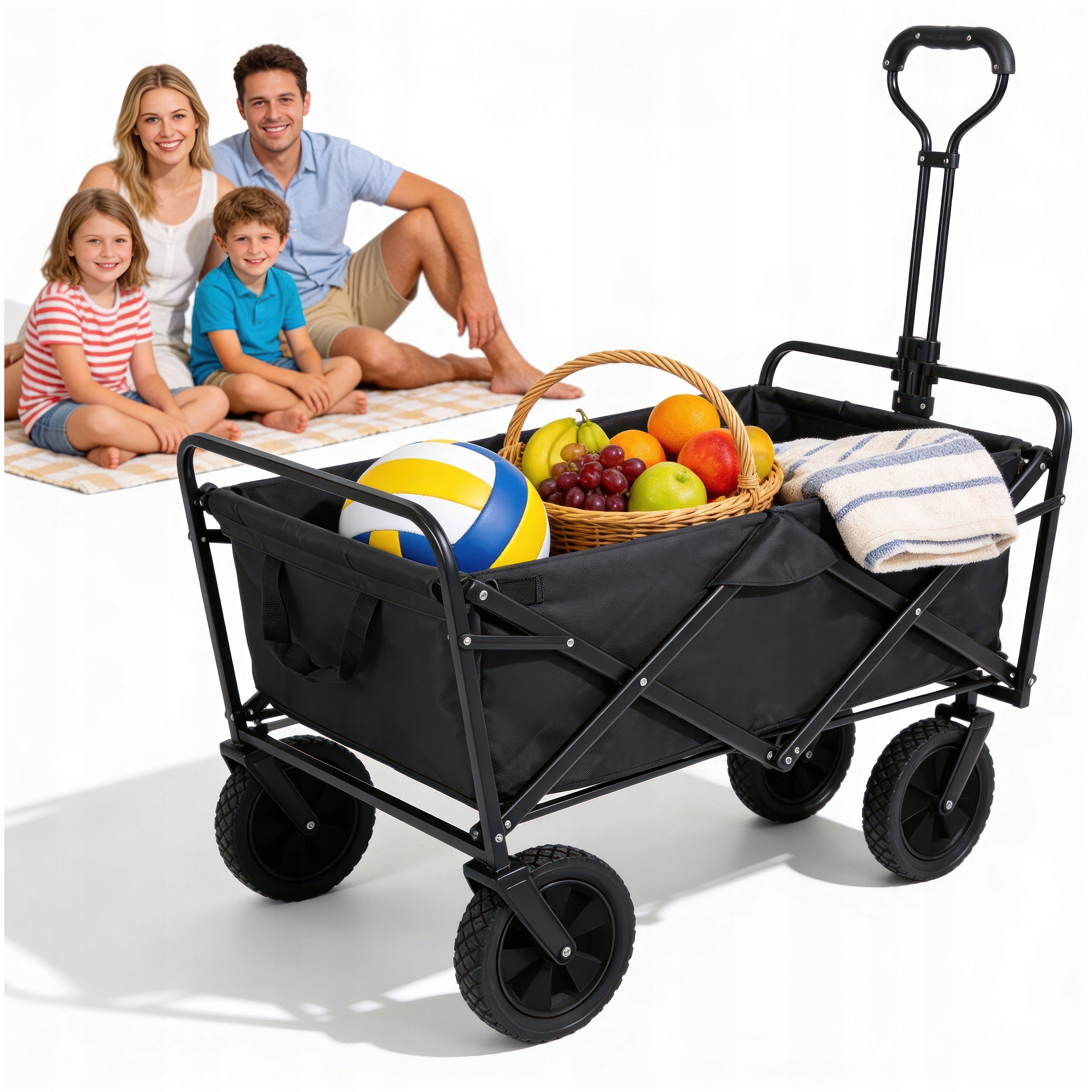 GARDEN FOLDING TOURIST TRANSPORT BEACH TROLLEY UP TO 100 KG