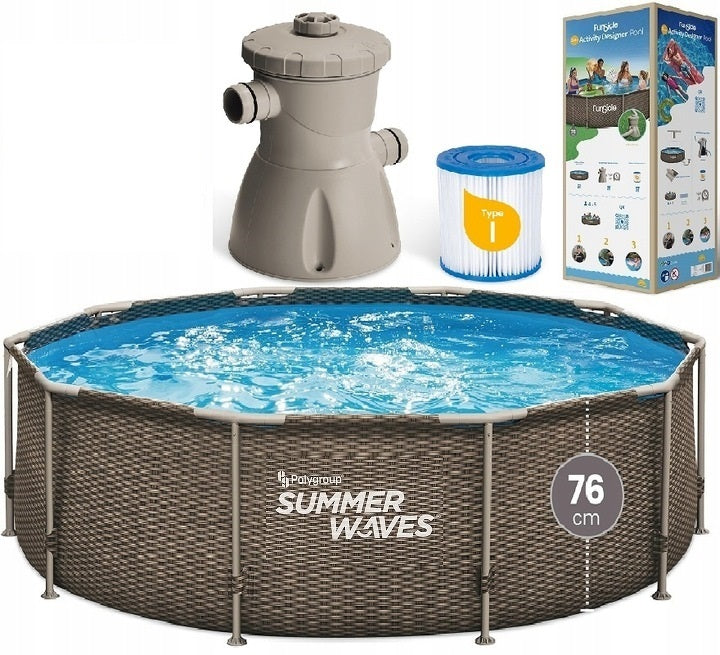 GARDEN FRAME POOL WITH PUMP 305x76 cm SET RATAN MODEL 2026
