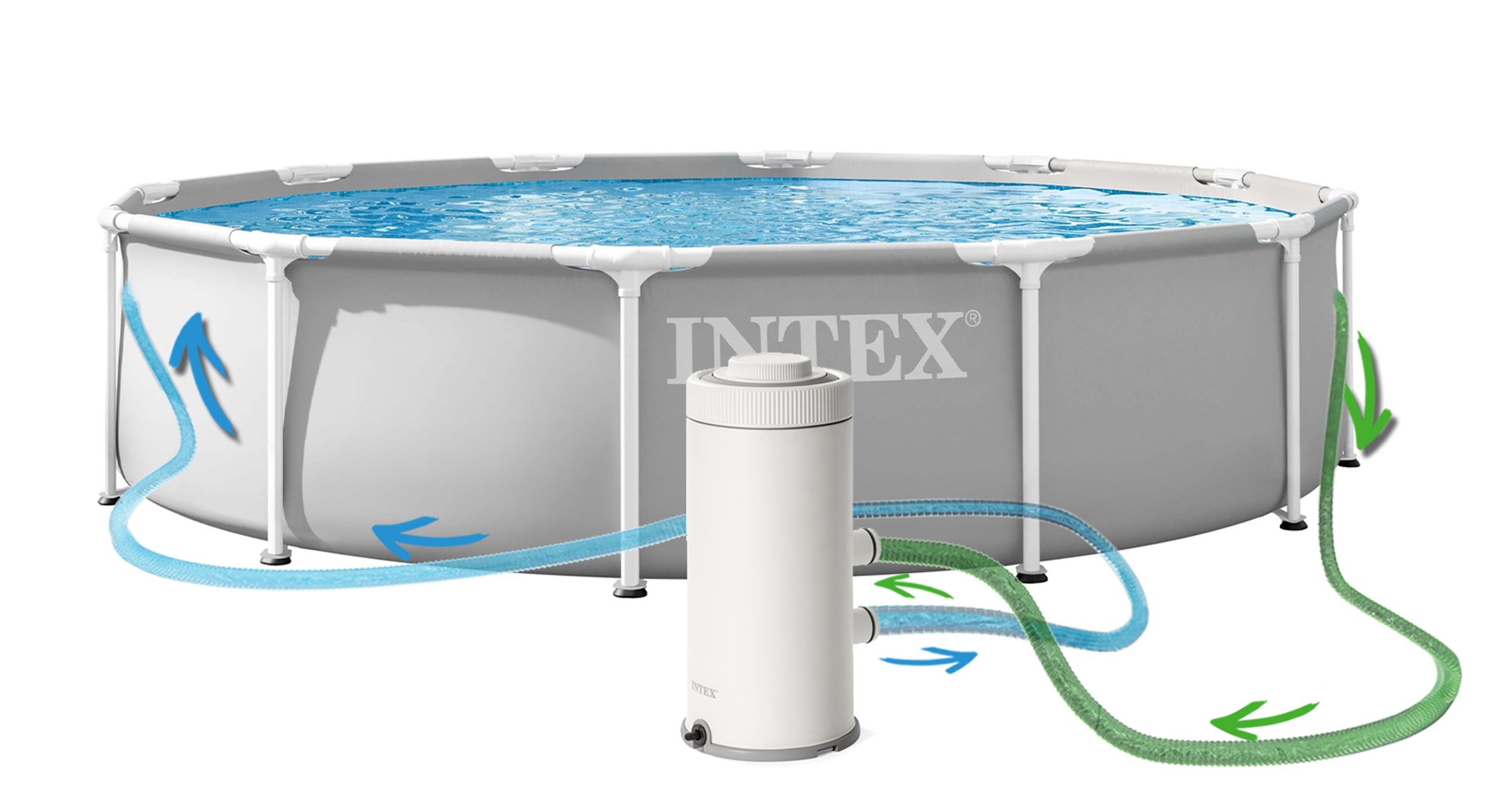 GARDEN FRAME POOL WITH PUMP COVER 366x76cm INTEX 26712 SET Height 76 cm