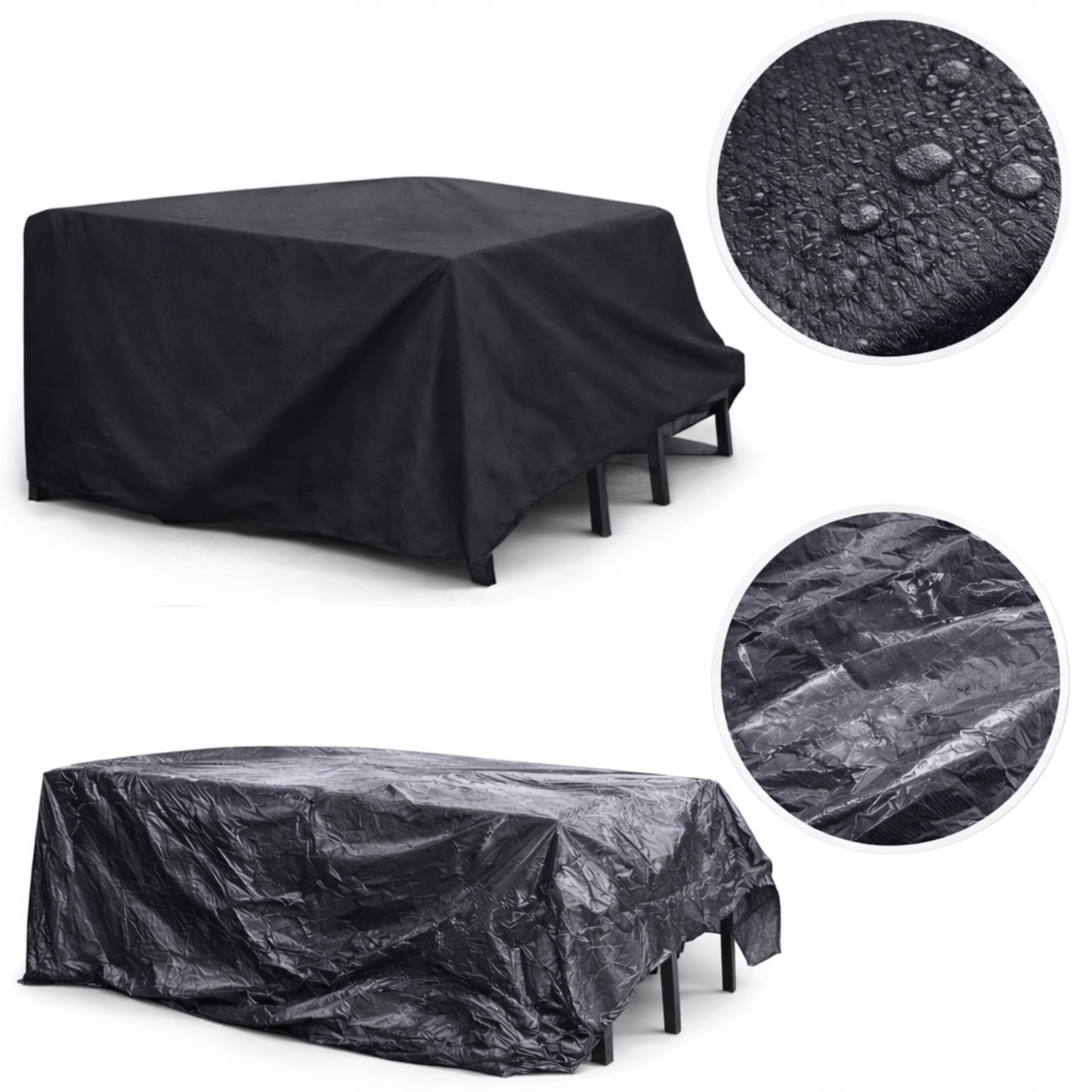 GARDEN FURNITURE COVER 200x160x70 LARGE WATERPROOF STRONG BLACK Kind For Table