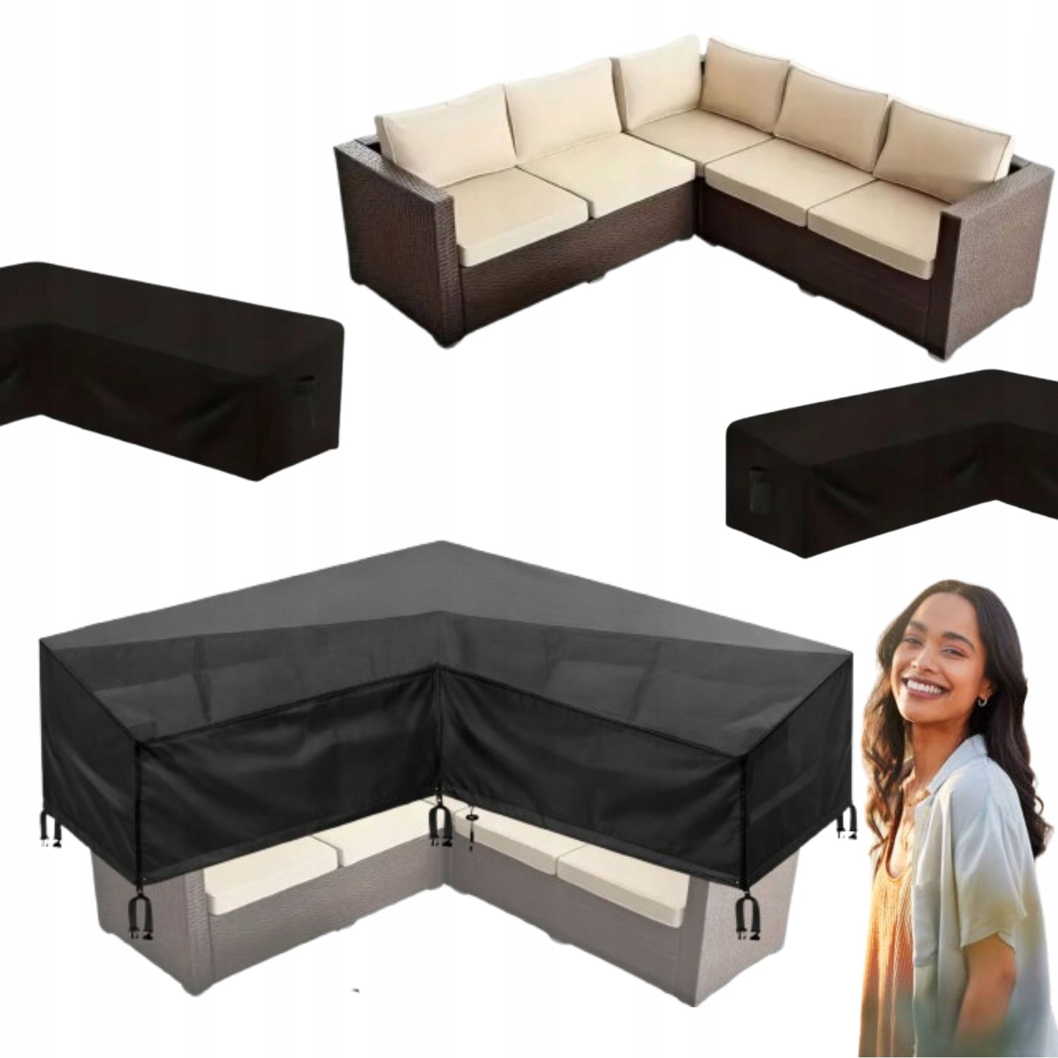 GARDEN FURNITURE GARDEN COVER FOR FURNITURE SET 250X250X100CM BLACK