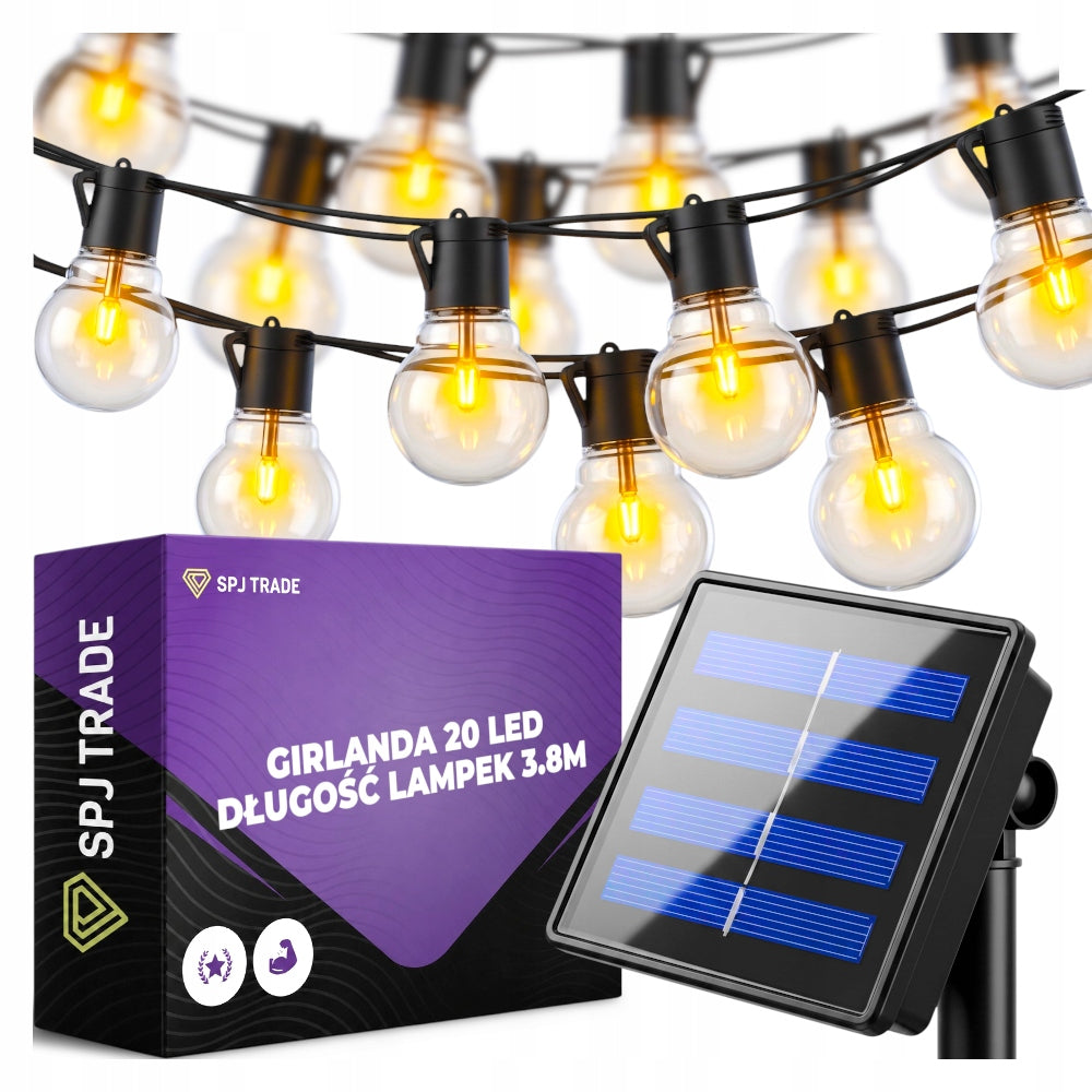 GARDEN GARLAND 20 LED SOLAR for BALCONY Garden Lights DECORATIVE CORD