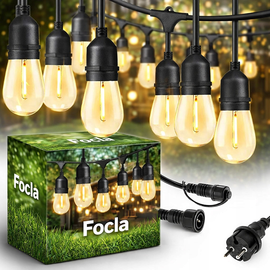 GARDEN GARLAND LIGHT 10mb + 10x LED BULBS E27 - WATERPROOF IP65