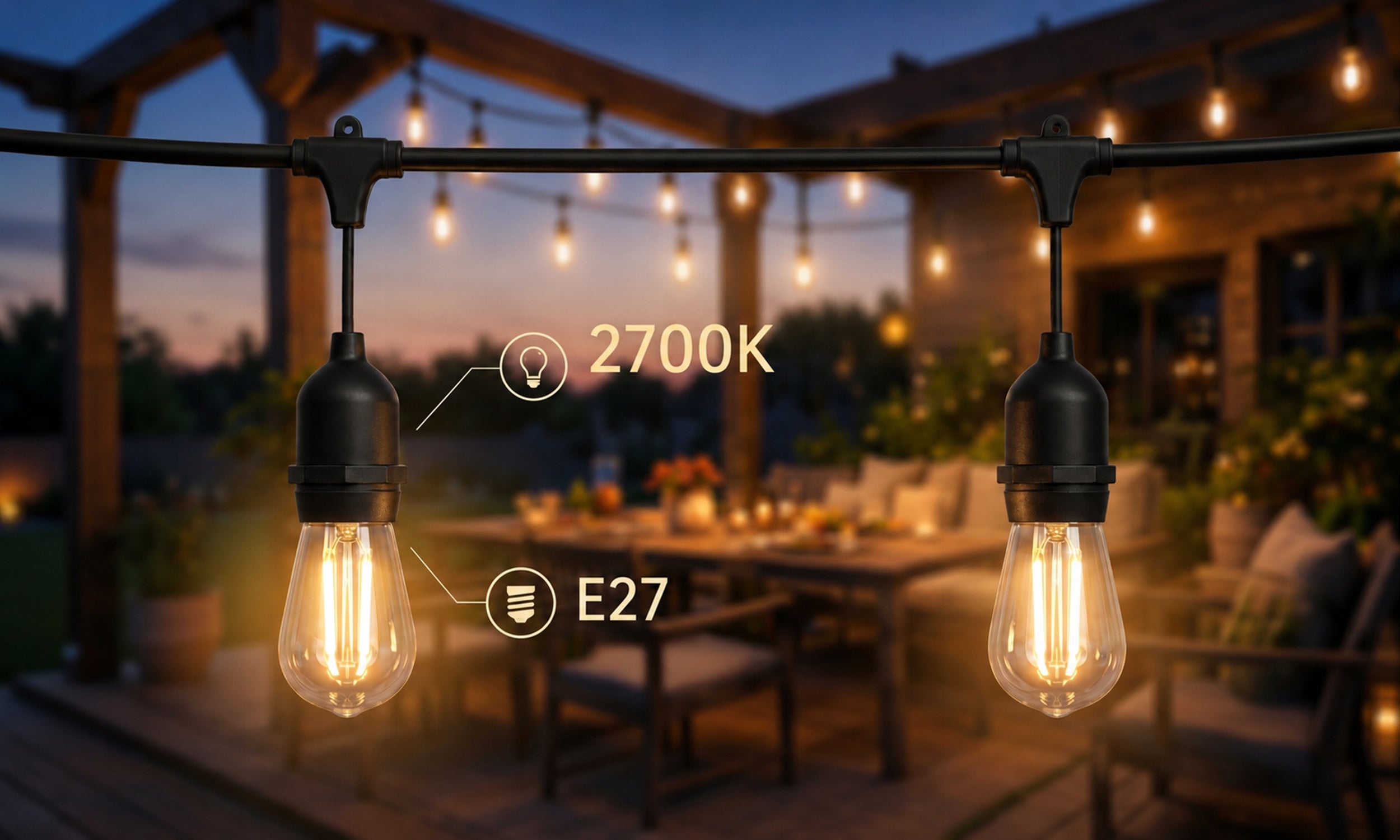 GARDEN GARLAND LIGHT 20x BULBS LED LAMPS FOR BALCONY CHAIN 20m E27 Number of light points 11 - 20