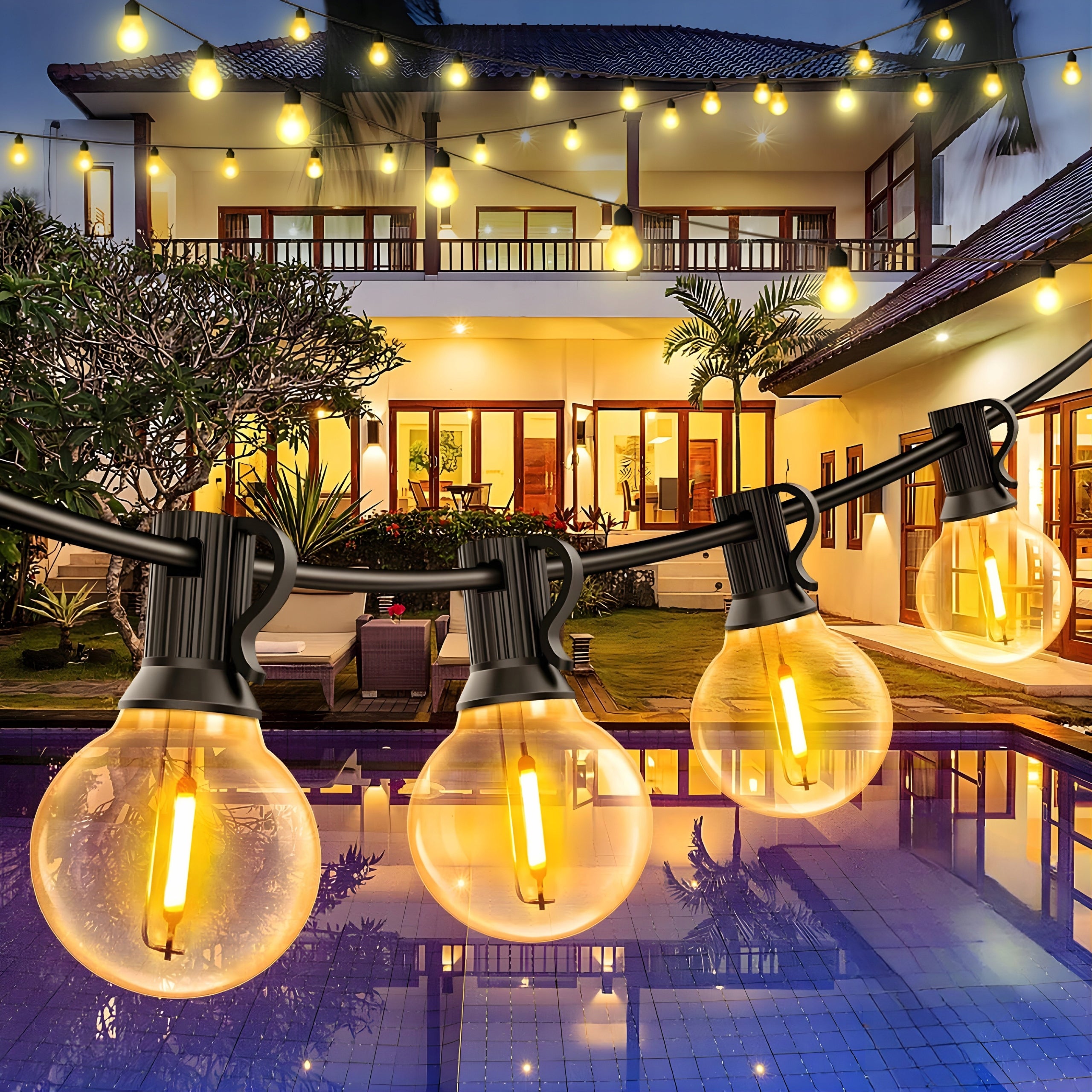GARDEN GARLAND LIGHT WATERPROOF 20x LED BULBS LIGHTS CHAIN 20M Manufacturer code GIRLANDA ZEWNĘTRZNA NA BALKON TARAS PRZEWÓD