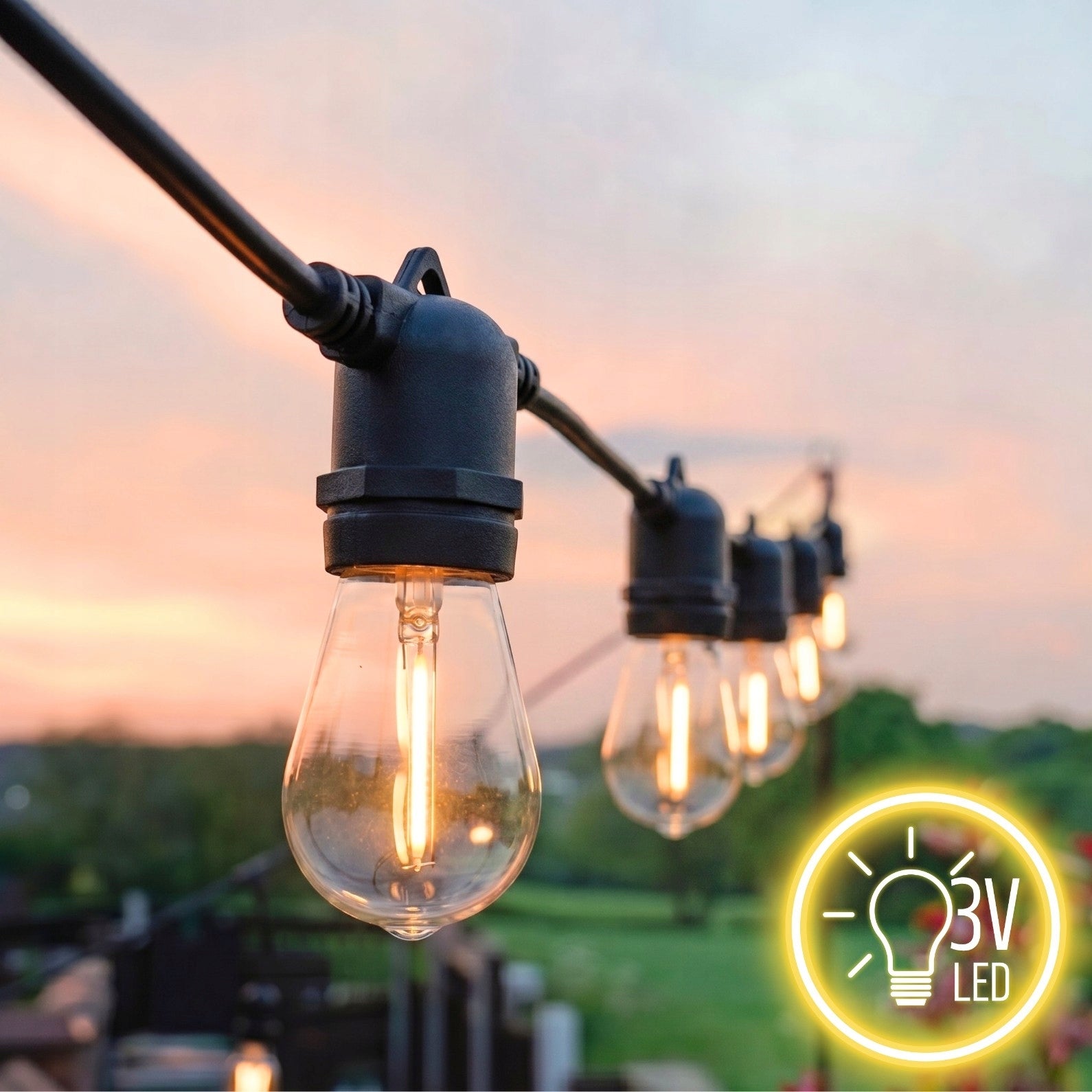 GARDEN GARLAND Led Solution Solar 10m 10 bulbs E27 White Warm Globe diameter 5.5 cm