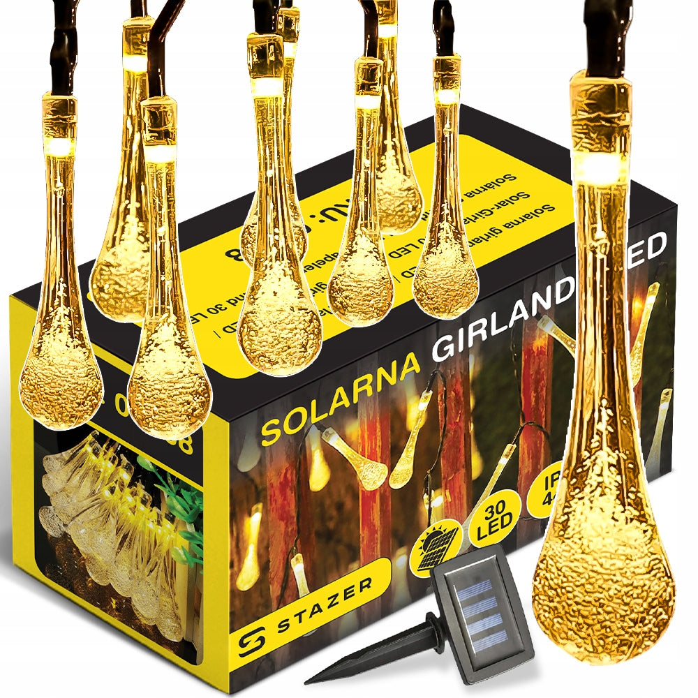 GARDEN GARLAND SOLAR LIGHTS FOR TERRACE BALCONY ICICLES 30pcs IP44