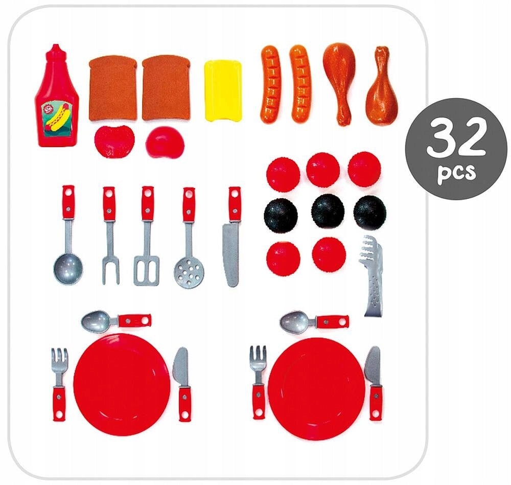 GARDEN GRILL FOR CHILDREN TO PLAY WITH 32 ACCESSORIES KITCHEN MOCHTOYS Brand Mochtoys