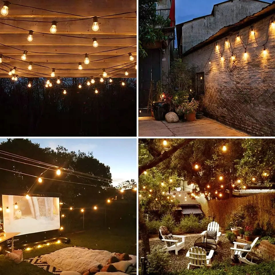 GARDEN Garland Light LAMPS for LED Terrace 10m + 10x E27 Bulbs Globe diameter 4.5 cm