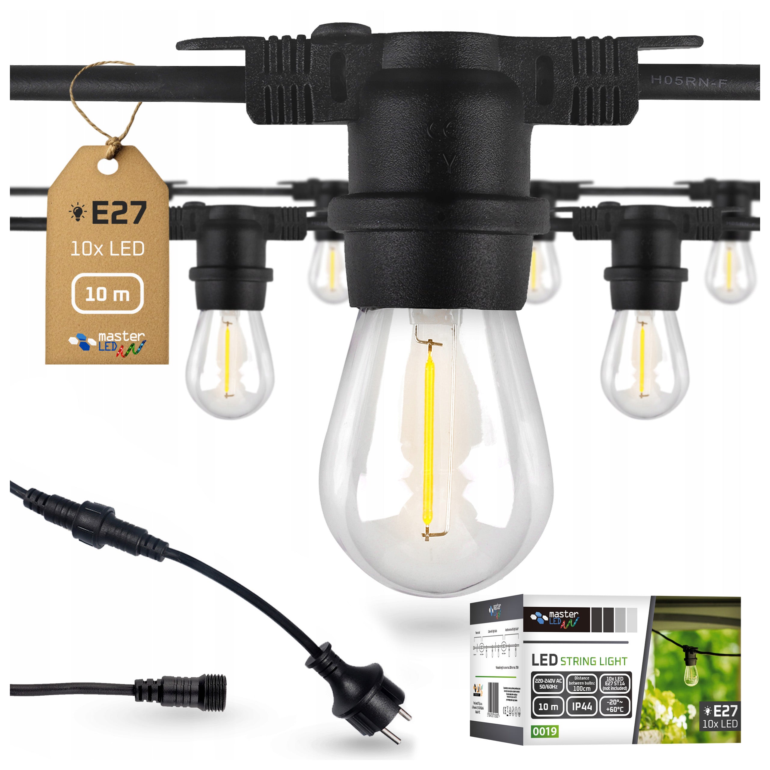 GARDEN Garland Light LAMPS for LED Terrace 10m + 10x E27 Bulbs
