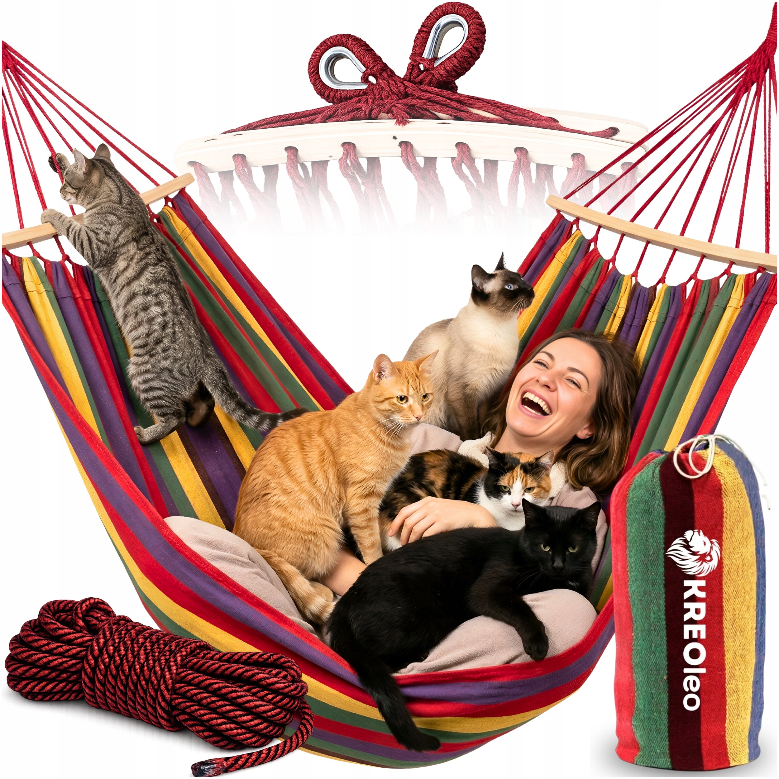 GARDEN HAMMOCK 2 PERSON SWING XXL REINFORCED STRONG HEADBAND LARGE + BAG