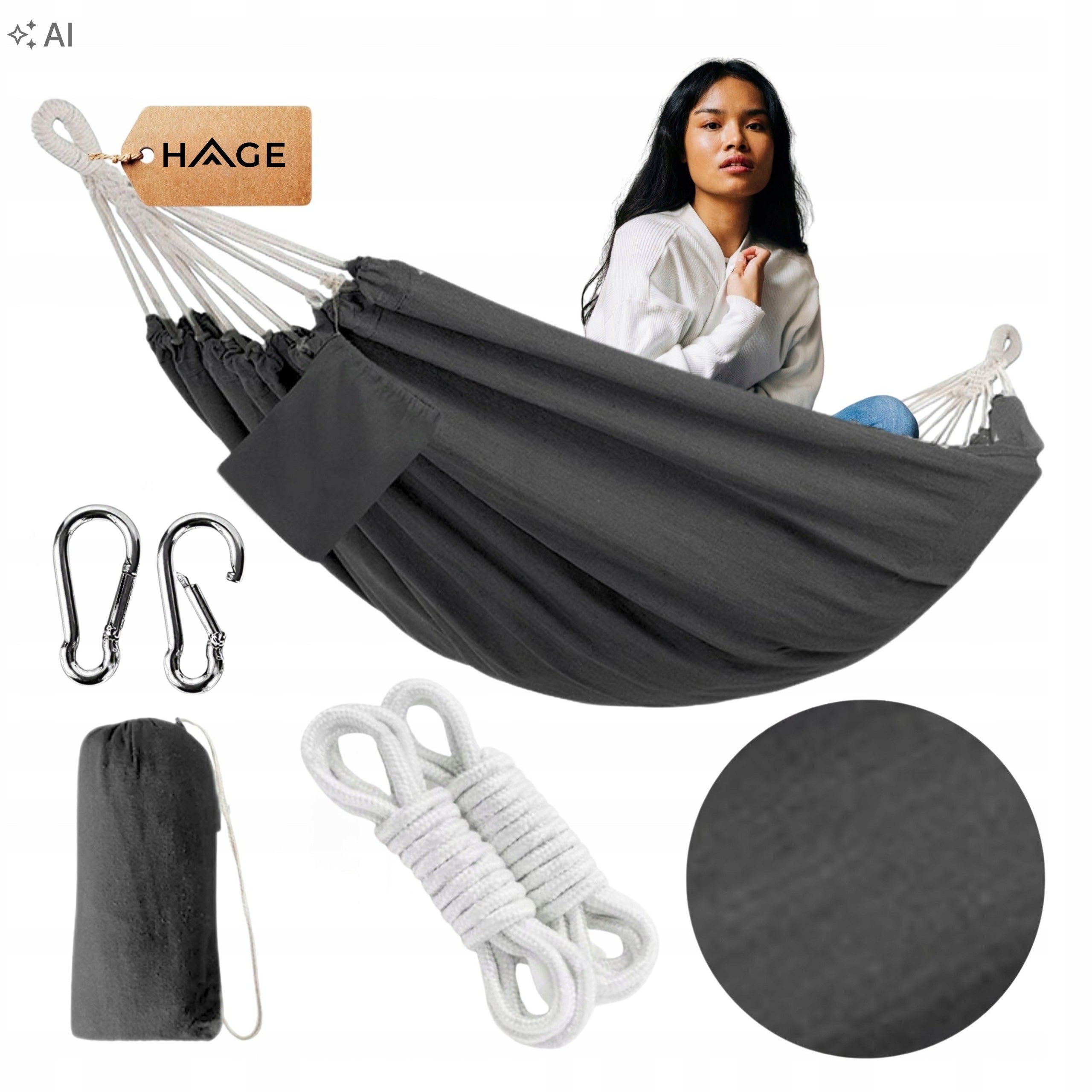 GARDEN HAMMOCK BOHO STRONG DOUBLE 150x275cm 240kg + BAG