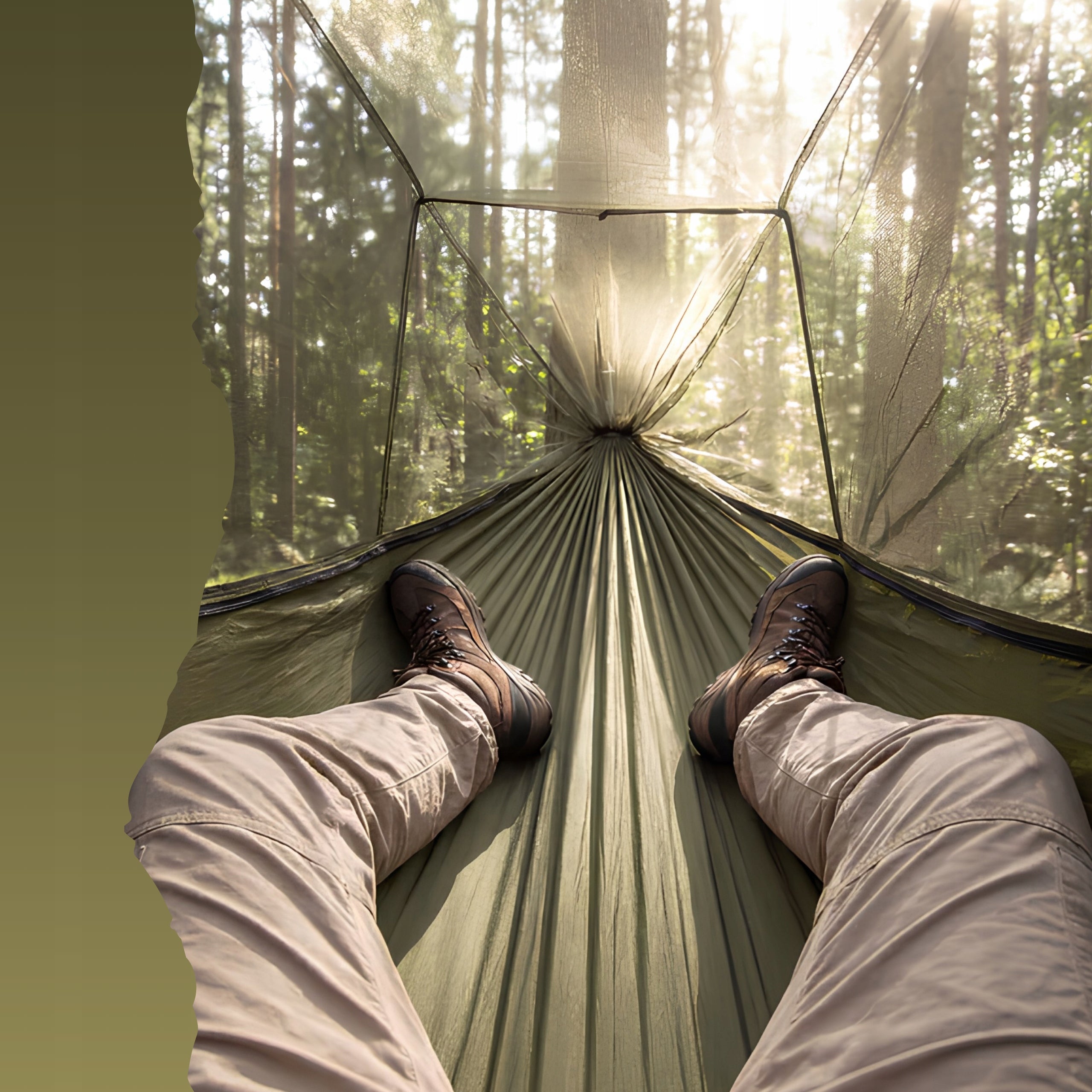 GARDEN HAMMOCK WITH MOSQUITO NET HIKING NYLON COVER LIGHTWEIGHT GREEN Packaging status original