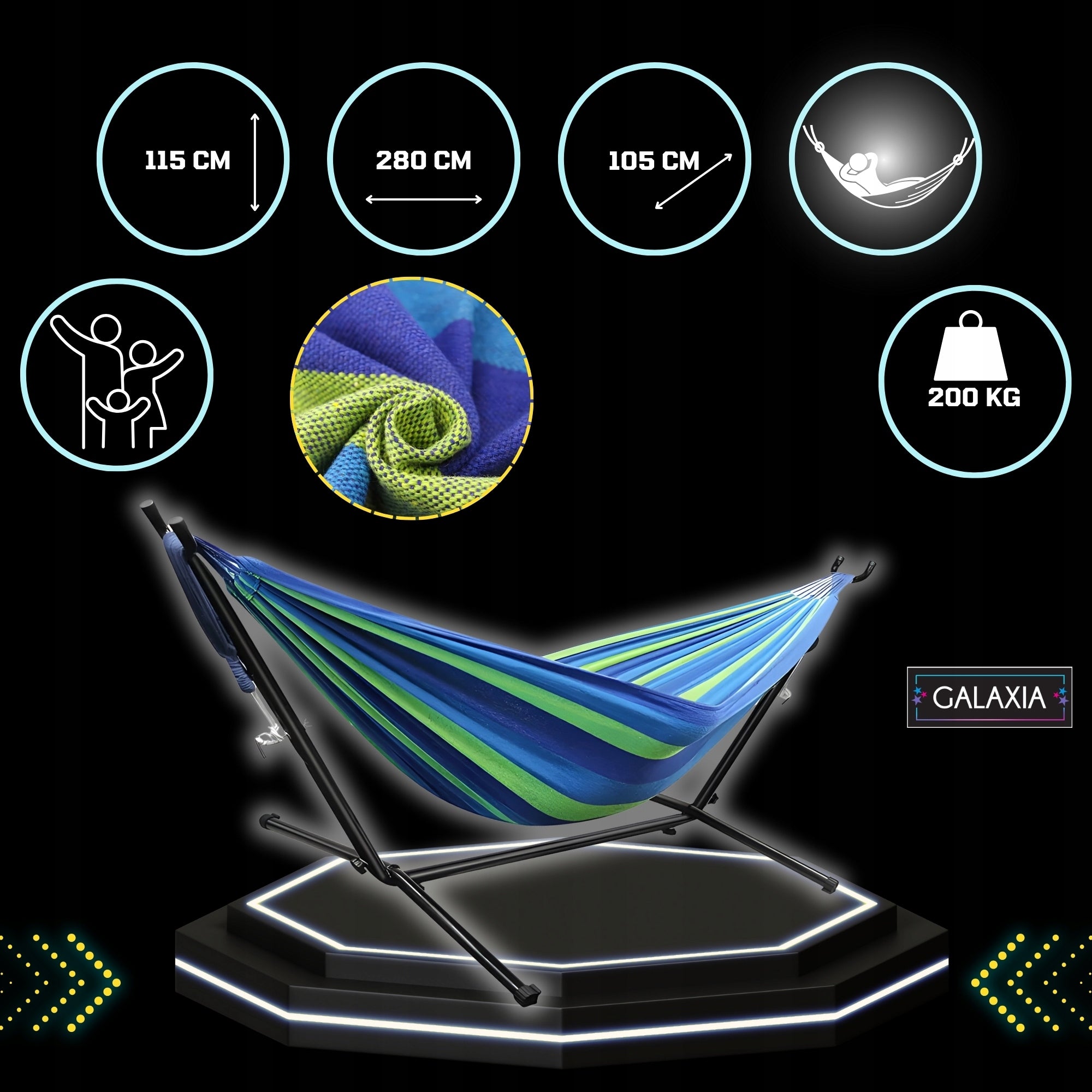 GARDEN HAMMOCK WITH STEEL FRAME DOUBLE XXL Packaging status original