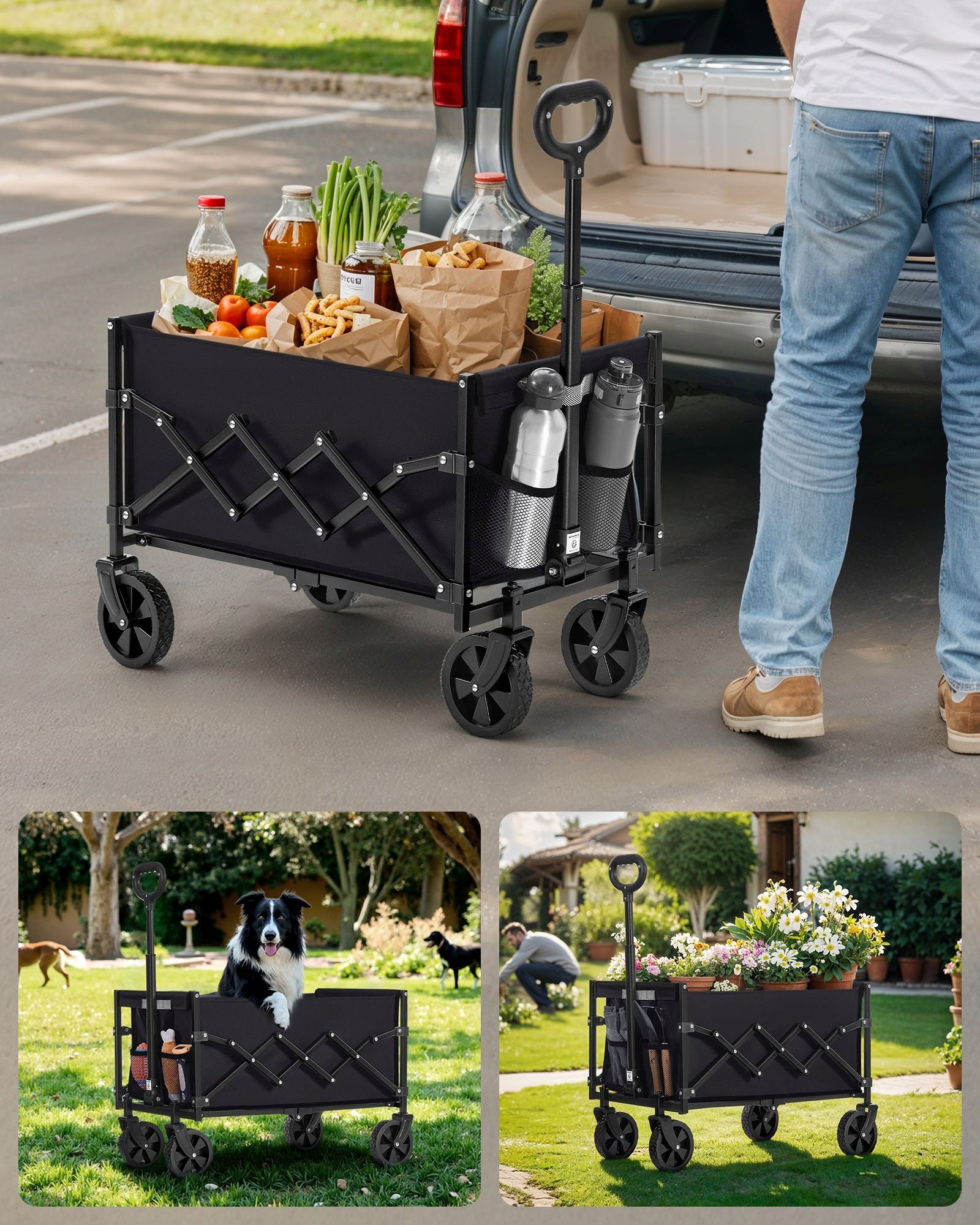 GARDEN HAND TRANSPORT TROLLEY WITH HANDLE 150KG OUTDOOR SONGMICS Brand Songmics