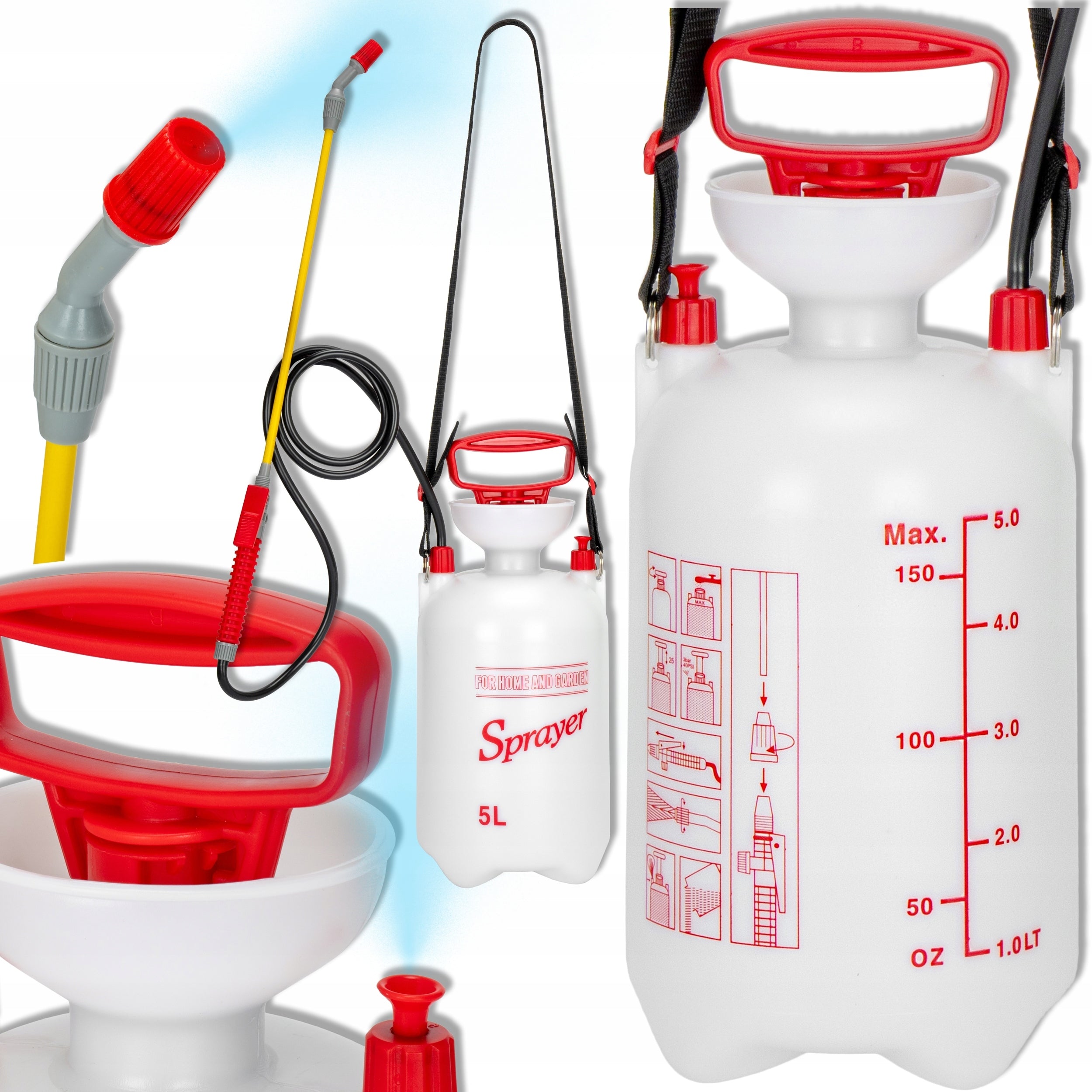 GARDEN HANDHELD PRESSURE SPRAYER LARGE WITH ADJUSTABLE PLANT NOZZLE