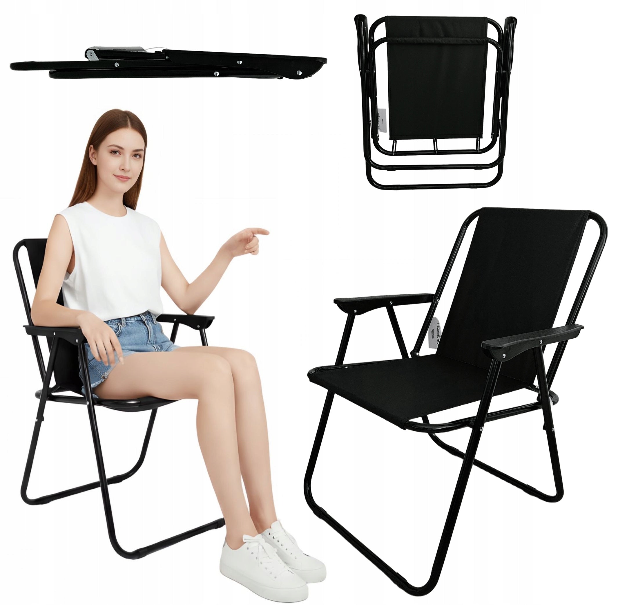 GARDEN HIKING BALCONY CHAIR FOLDING COMPACT LIGHTWEIGHT BLACK