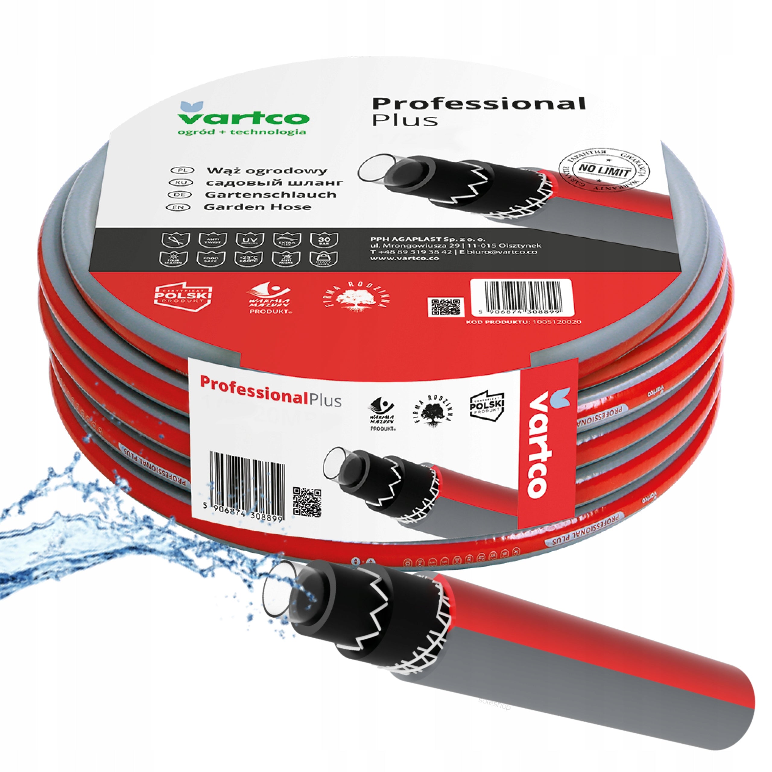 GARDEN HOSE FOR WATER 6-LAYER WATERING 30BAR 1/2" 100M POLISH PRODUCT