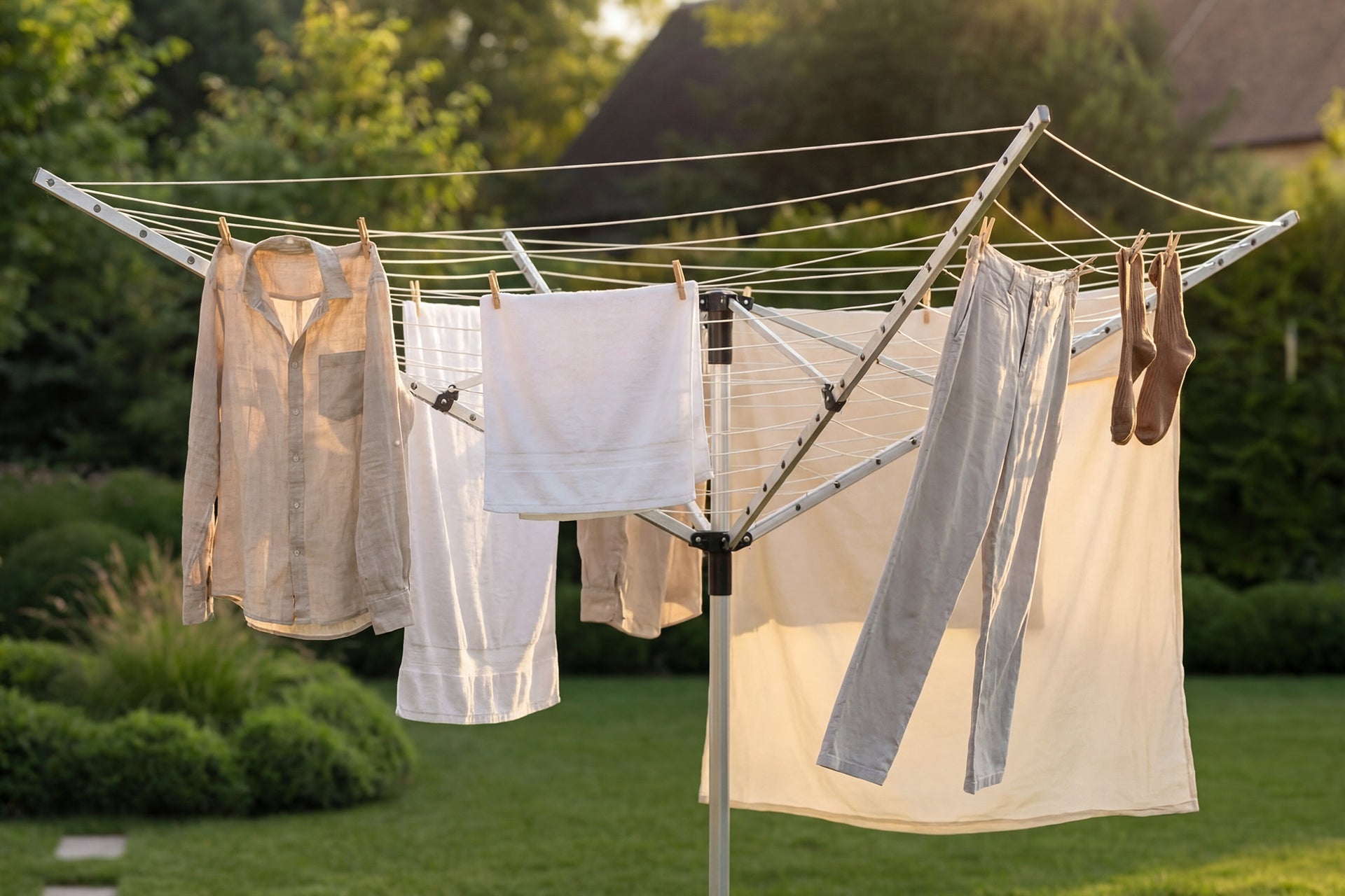 GARDEN LAUNDRY DRYER ROTATING underwear 50m + COVER Easy installation Unfolded width 250 cm