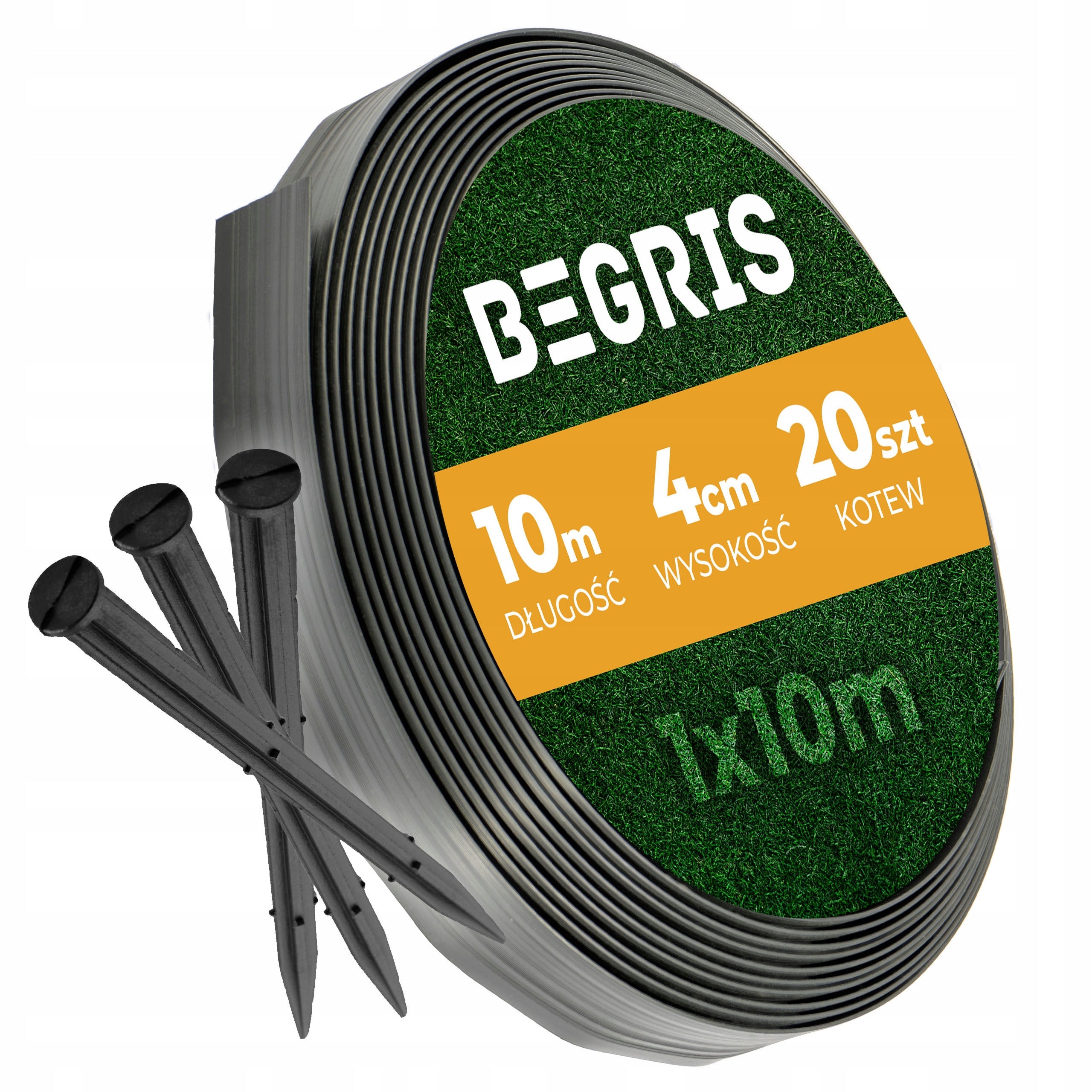 GARDEN LAWN EDGING 10MB + ANCHORS FREEBIE 1X10M PLASTIC BLACK