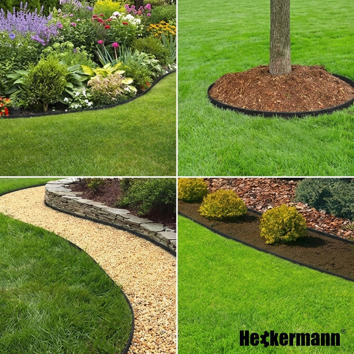 GARDEN LAWN EDGING 10m BLACK PLASTIC FLEXIBLE + ANCHORS 30pcs Packaging status original