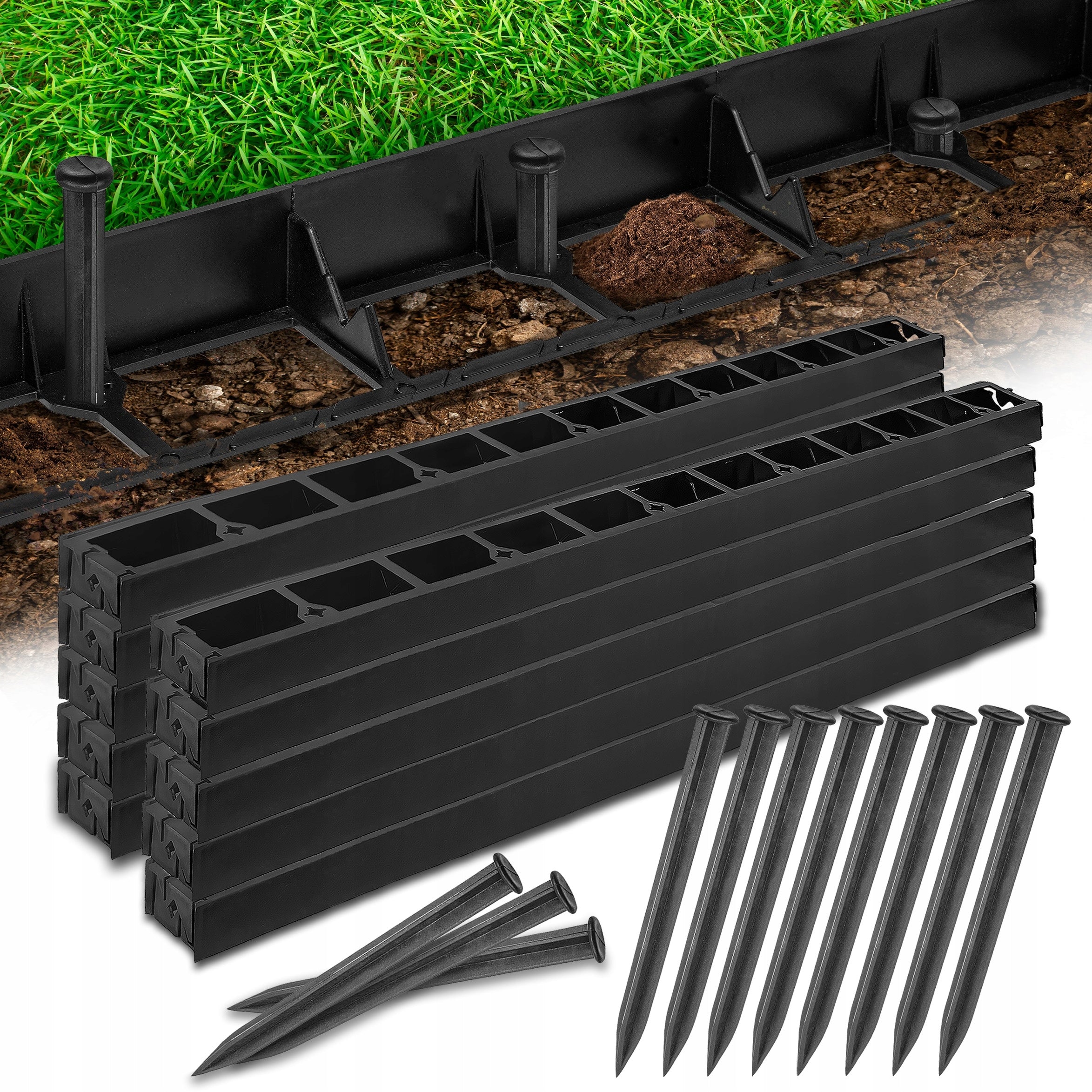GARDEN LAWN EDGING 24m+ ANCHORS 90pcs H45